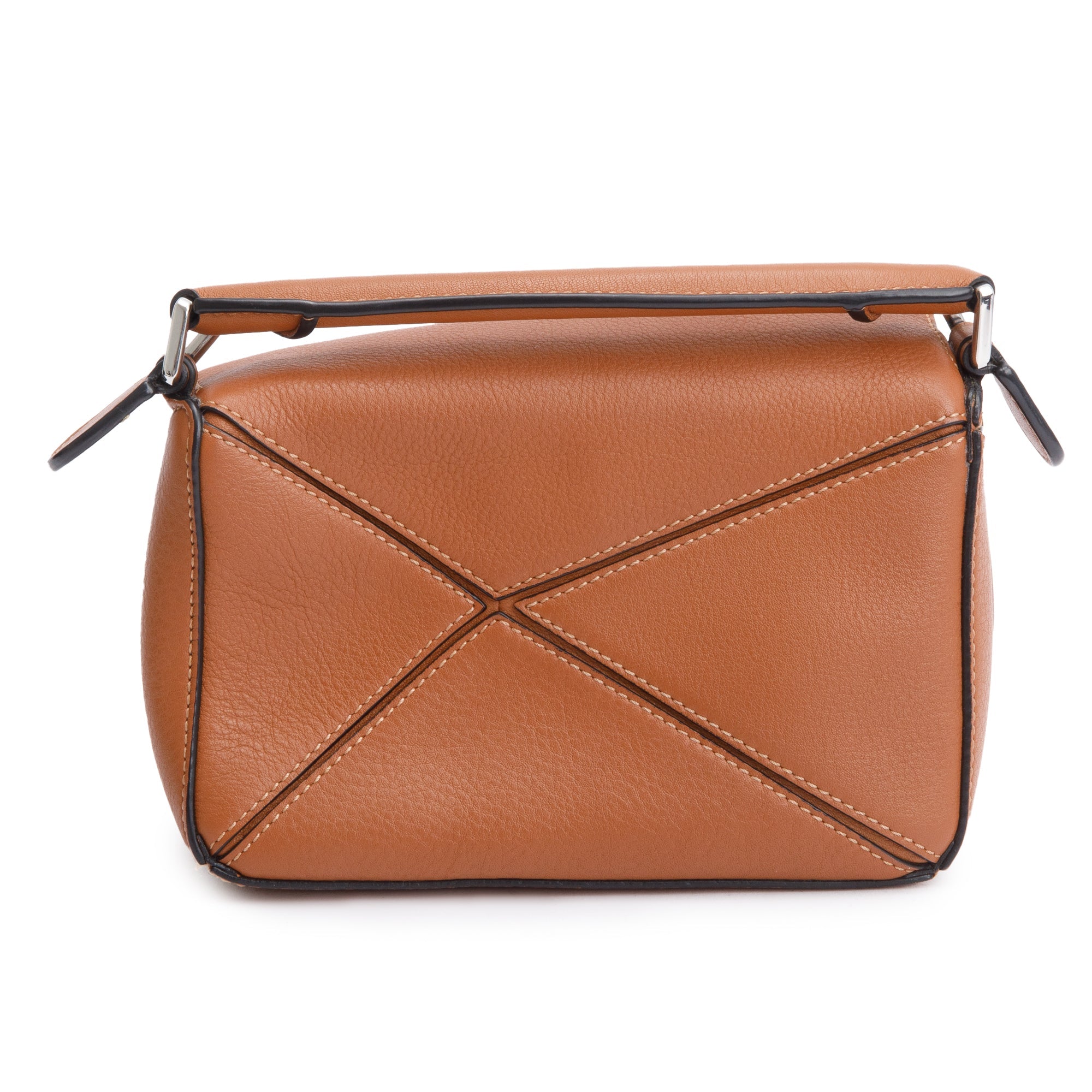Loewe Tan Calfskin Leather Mini Puzzle Edge Bag w/ Strap