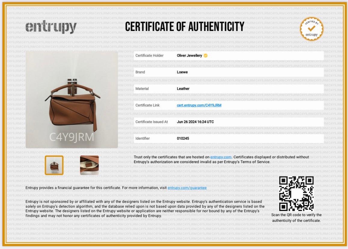 Loewe Tan Calfskin Leather Mini Puzzle Edge Bag w/ Strap