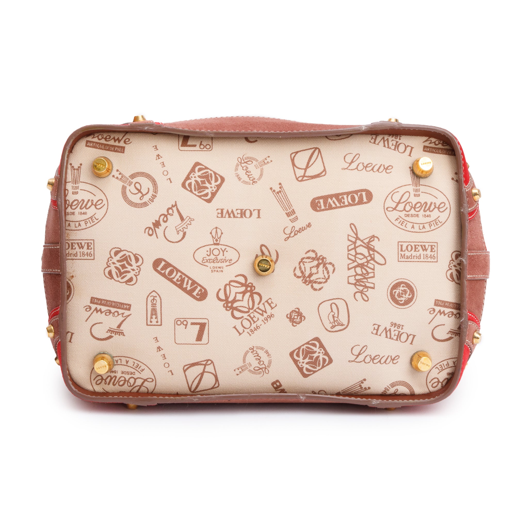 Loewe Vintage Beige Printed Logo Canvas Suede Doctor Bag