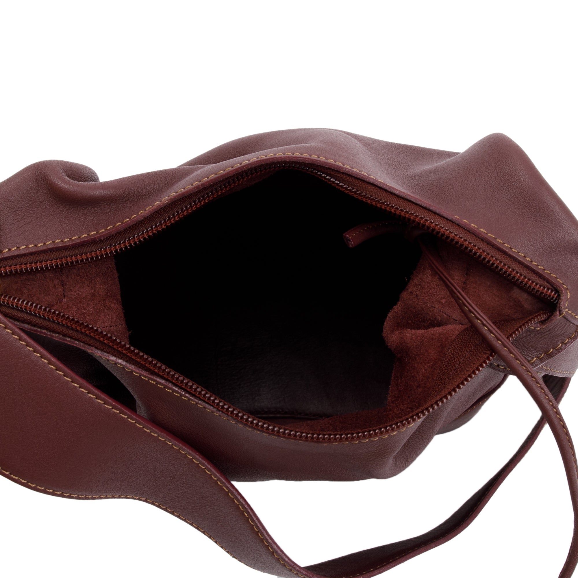 Loewe Vintage Burgundy Calfskin Leather Logo Bucket Bag w/ Pouch