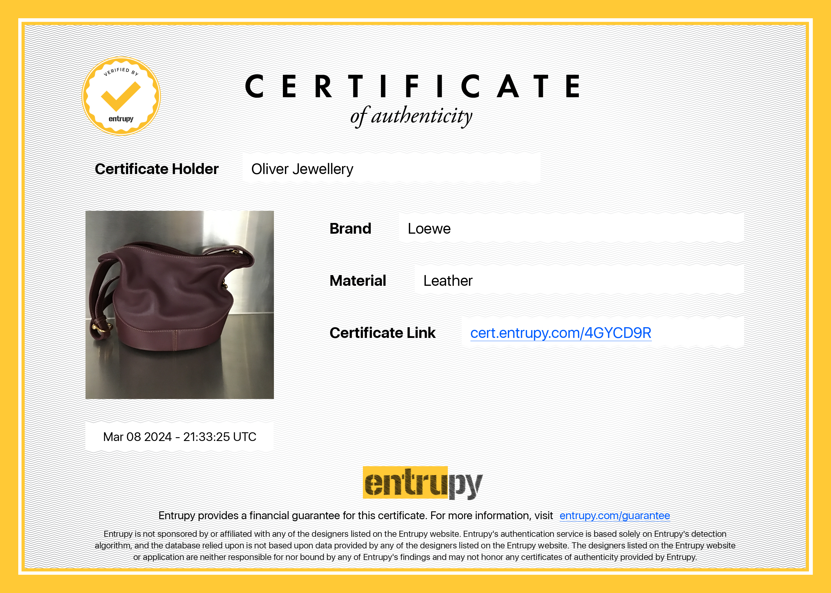 Loewe Vintage Burgundy Calfskin Leather Logo Bucket Bag w/ Pouch