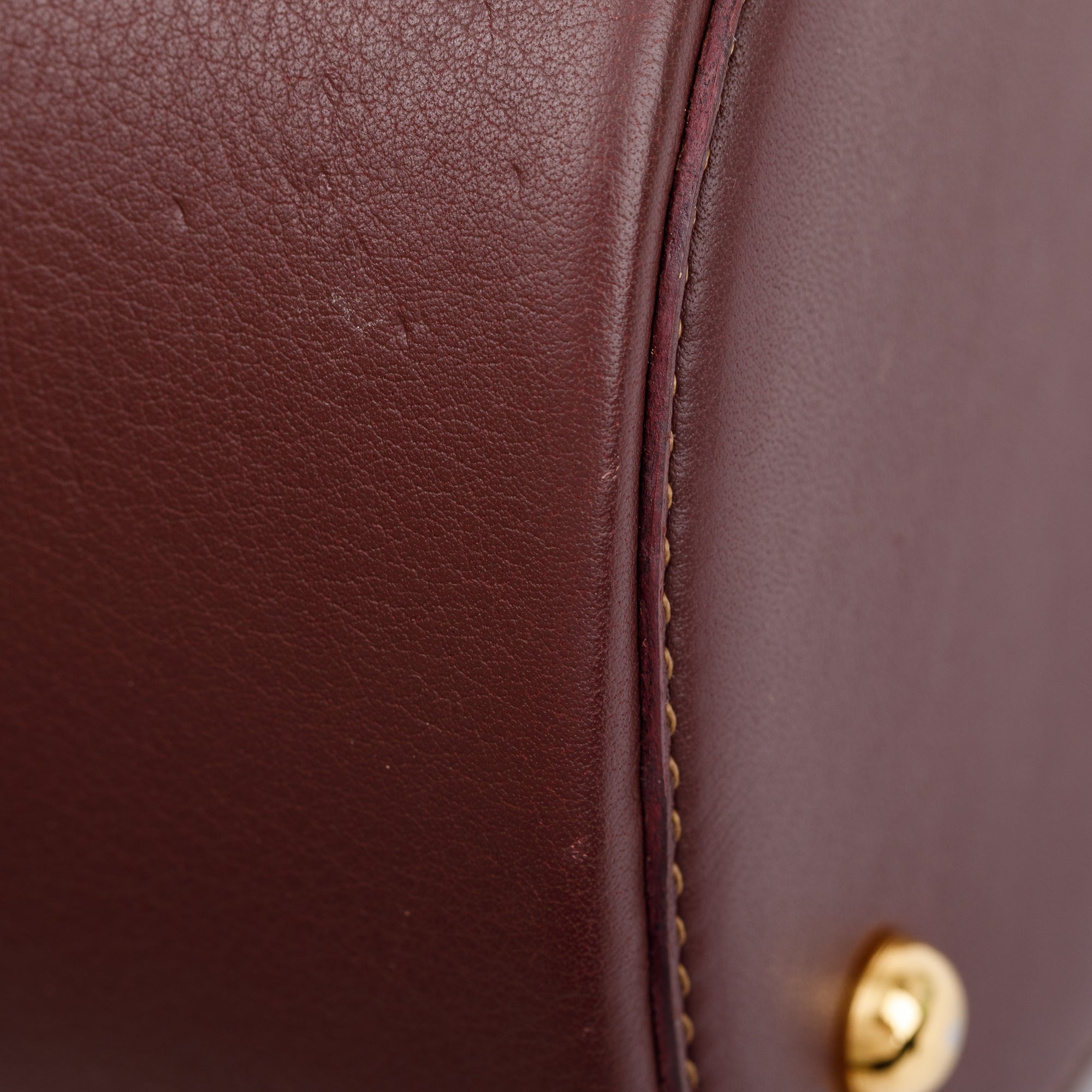 Loewe Vintage Burgundy Calfskin Leather Logo Bucket Bag w/ Pouch