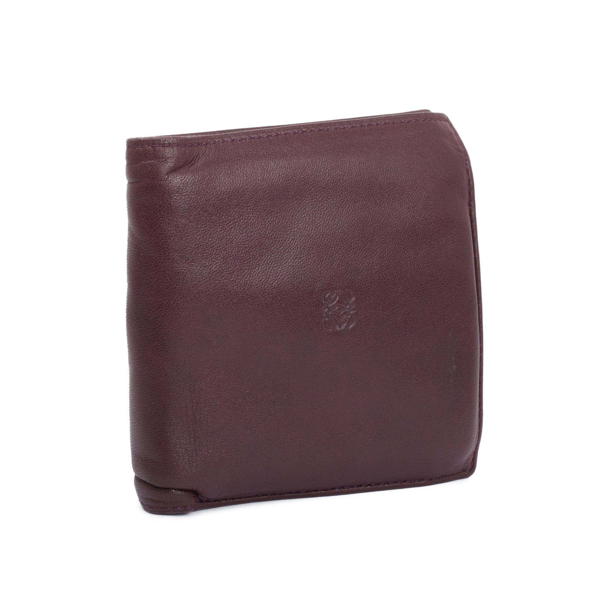 Loewe Vintage Burgundy Lambskin Leather Bifold Coin Wallet