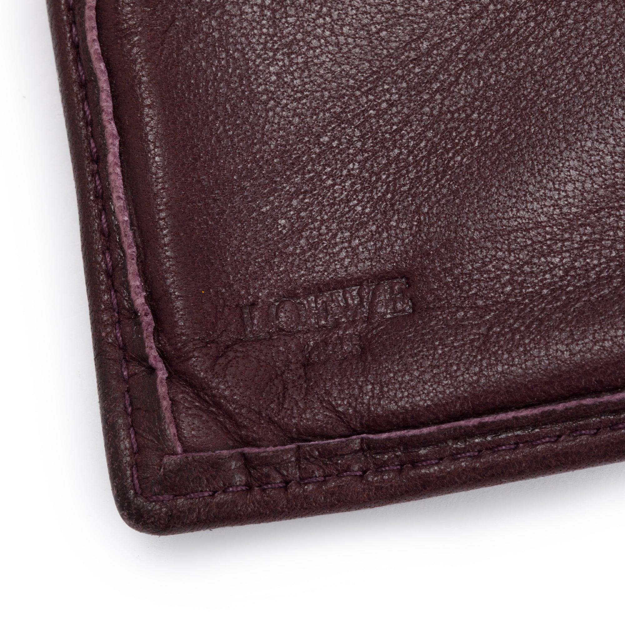 Loewe Vintage Burgundy Lambskin Leather Bifold Coin Wallet