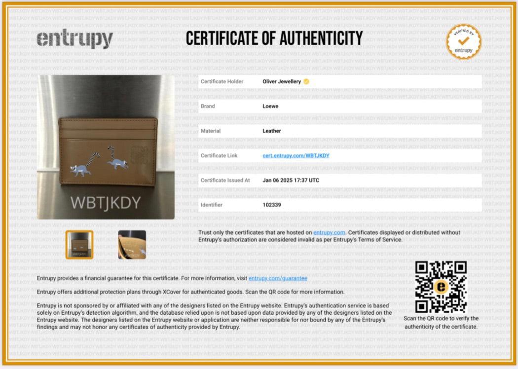 Loewe X Suna Fujita Lemur Brown Calfskin Leather Card Holder w/ Box