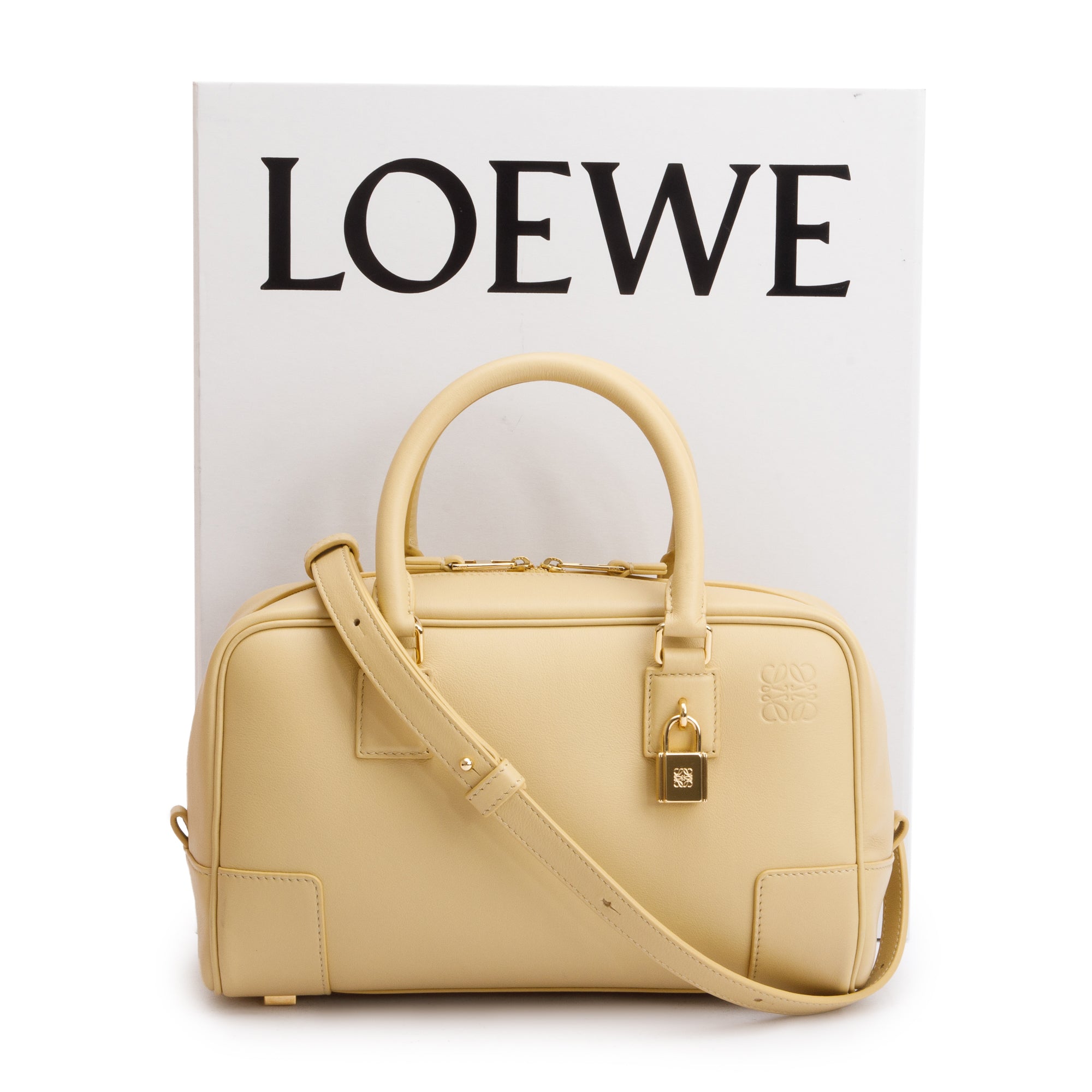 Loewe Yellow Calfskin Leather Amazona 23 Bag w/ Strap & Box