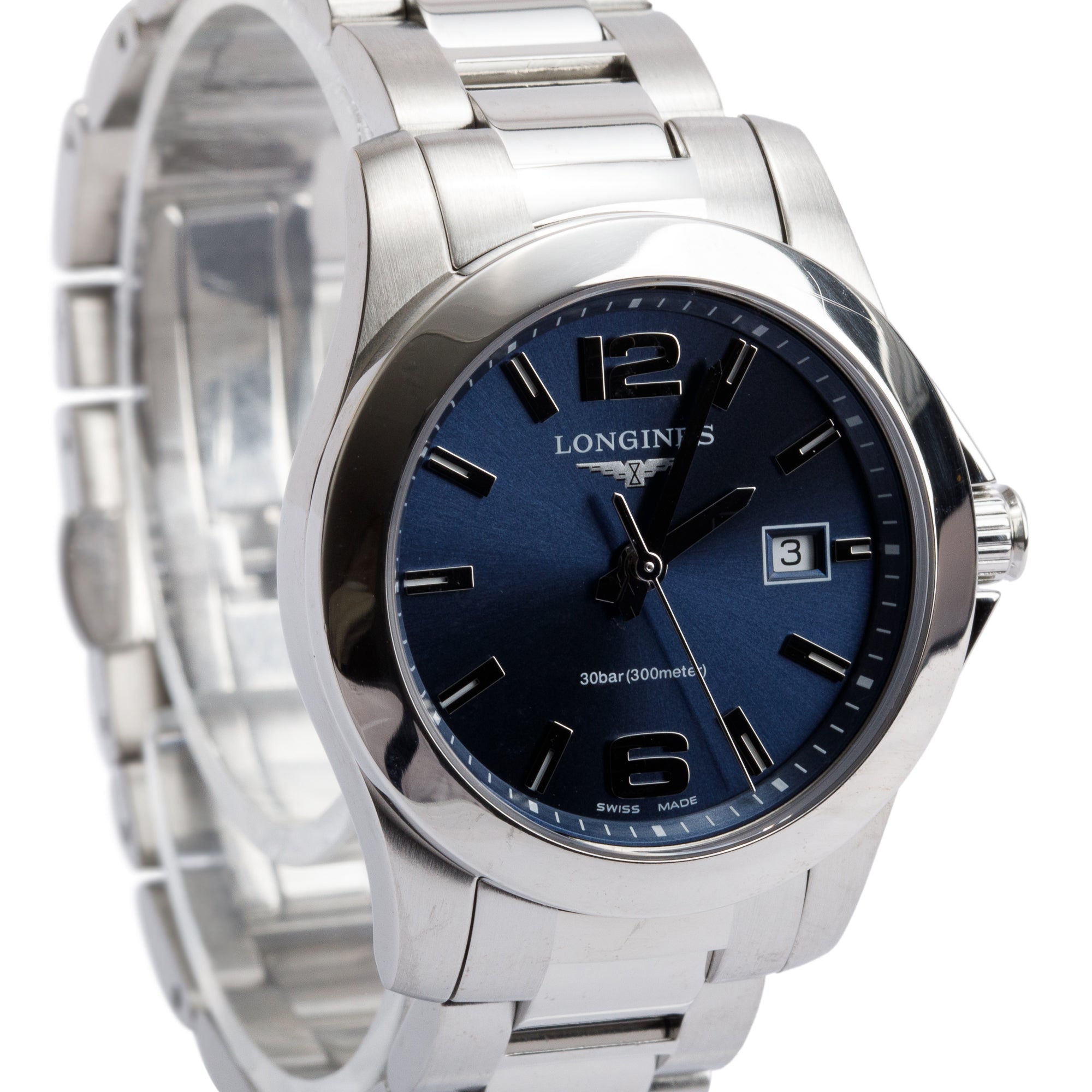 Longines Stainless Steel Conquest 29.5 MM Quartz Watch w/ Box & Papers