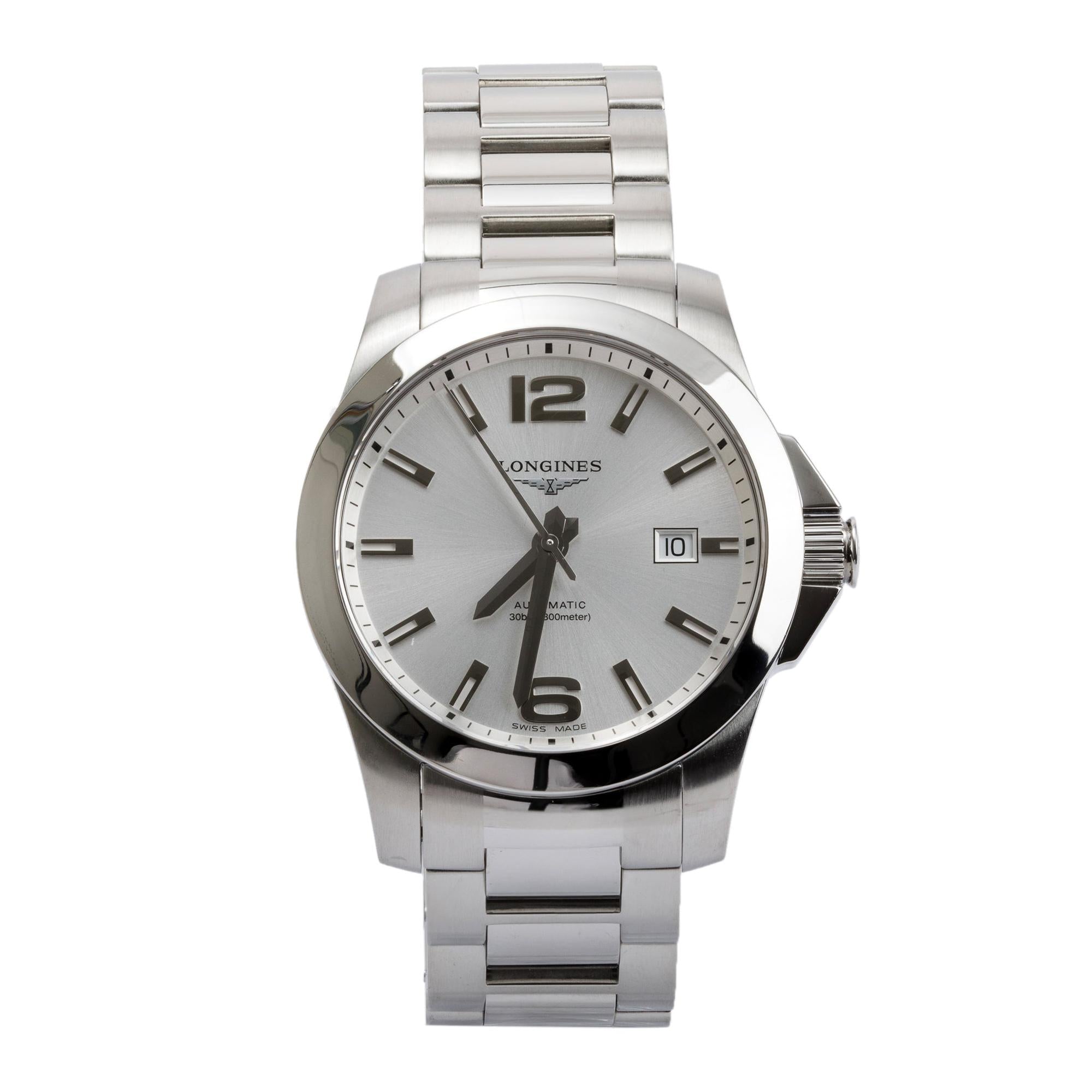 Longines Stainless Steel Conquest 41 MM Automatic Watch w/ Box & Papers