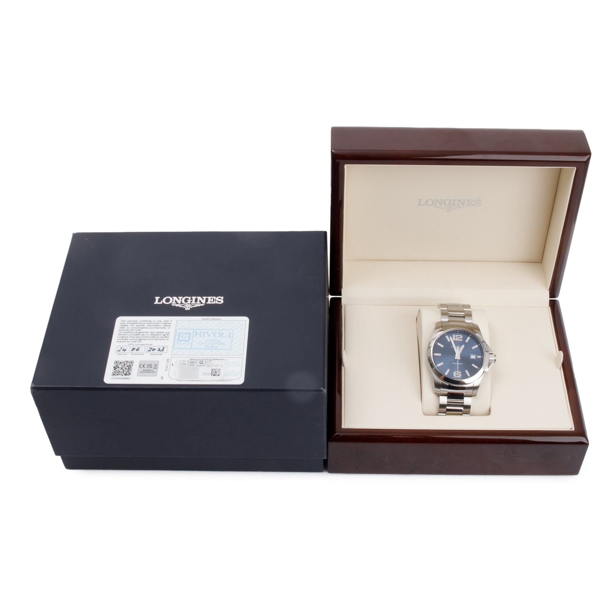 Longines Stainless Steel Conquest 41 MM Watch w/ Box & Papers