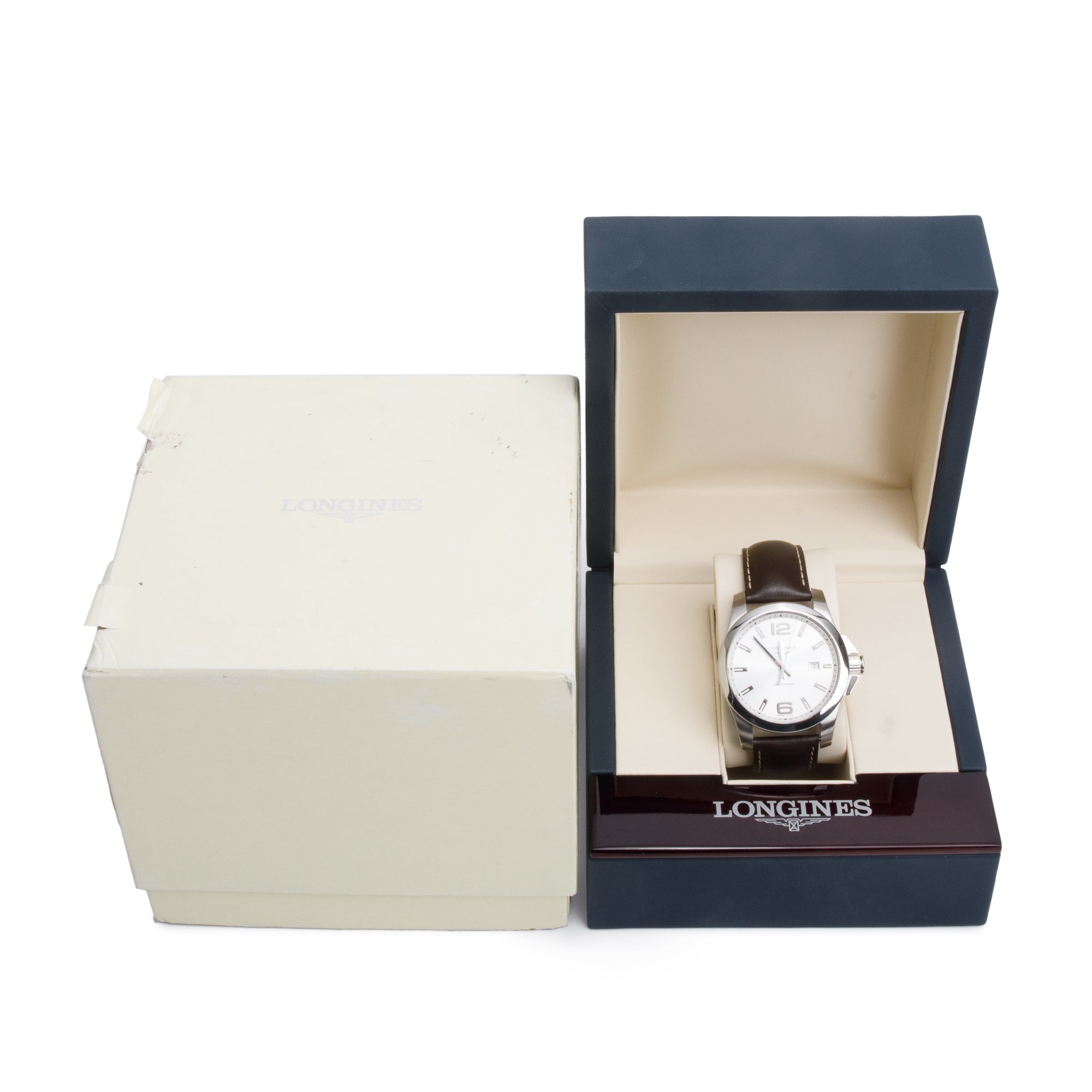 Longines Stainless Steel Conquest 43 MM Quartz Watch w/ Box