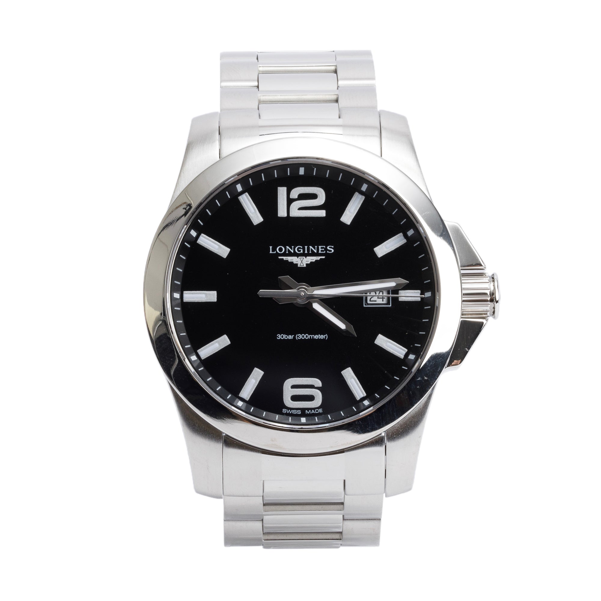 Longines Stainless Steel Conquest 43 MM Quartz Watch w/ Box & Papers