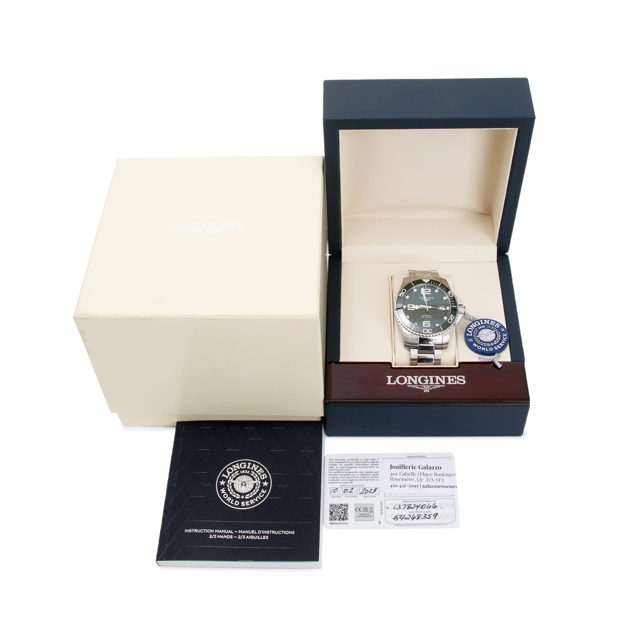 Longines Stainless Steel HydroConquest 43 MM Automatic Watch w/ Box & Papers