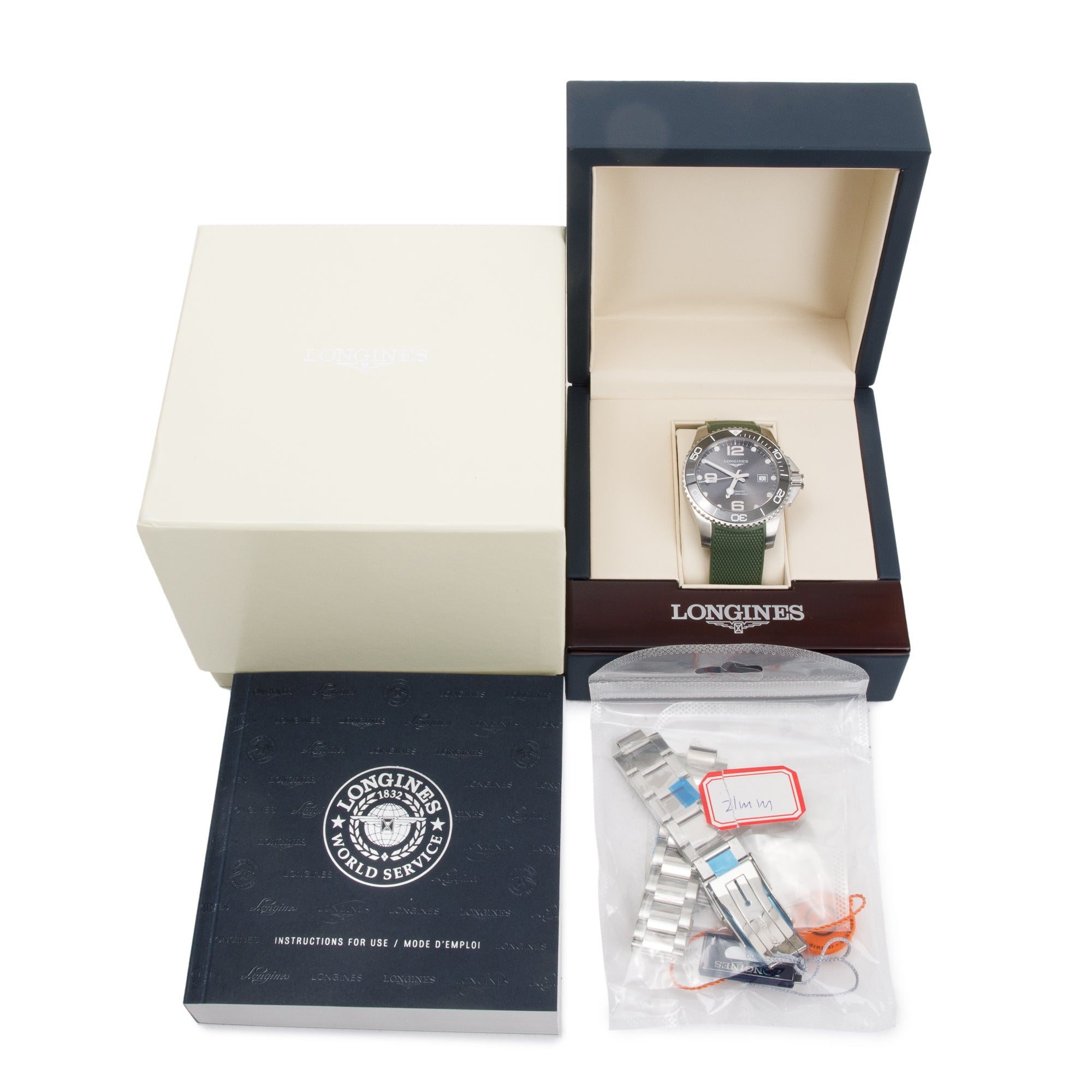 Longines Stainless Steel HydroConquest 43 MM Automatic Watch w/ Box, Papers, Extra Strap