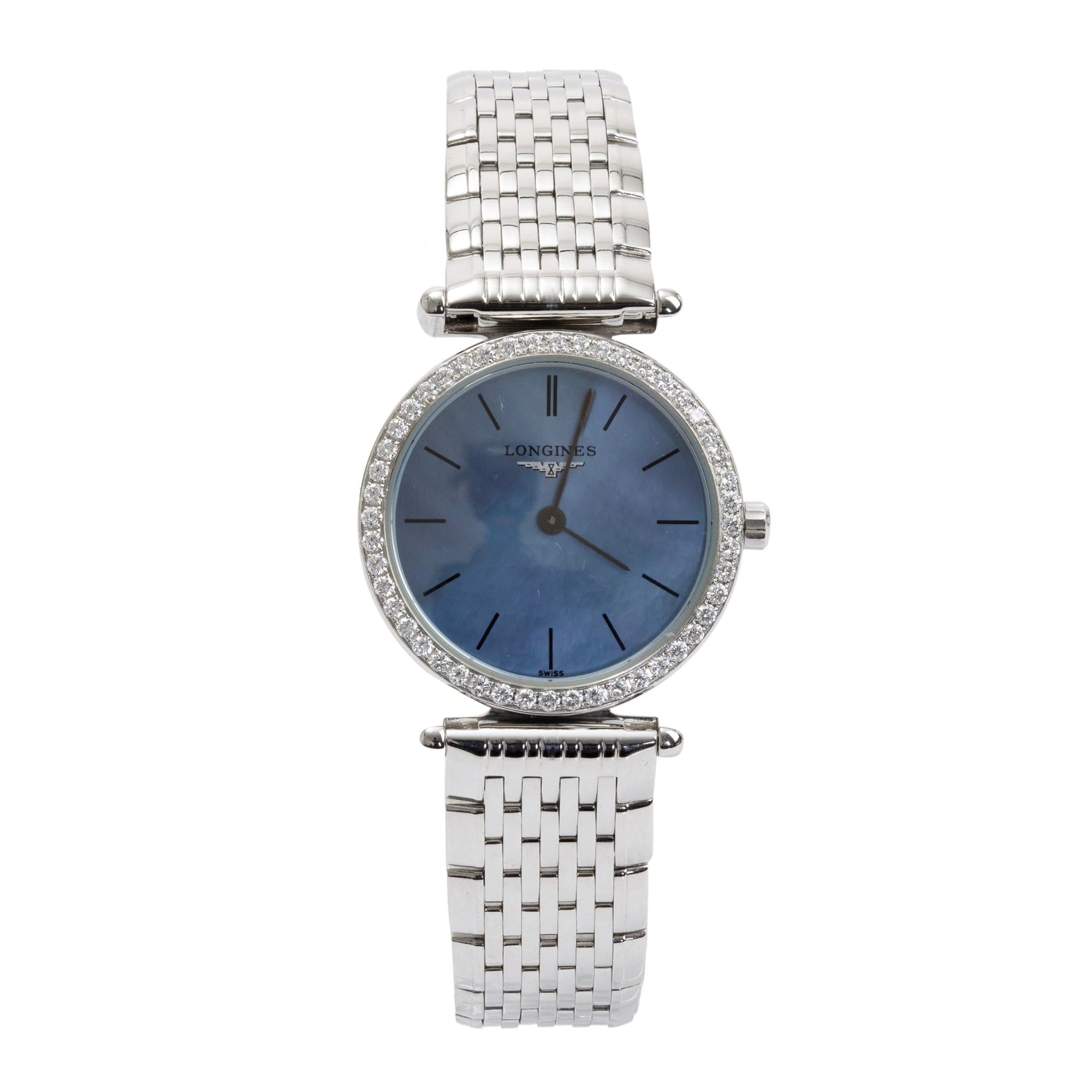 Longines Stainless Steel La Grande Diamond Bezel 24 MM Classique Watch