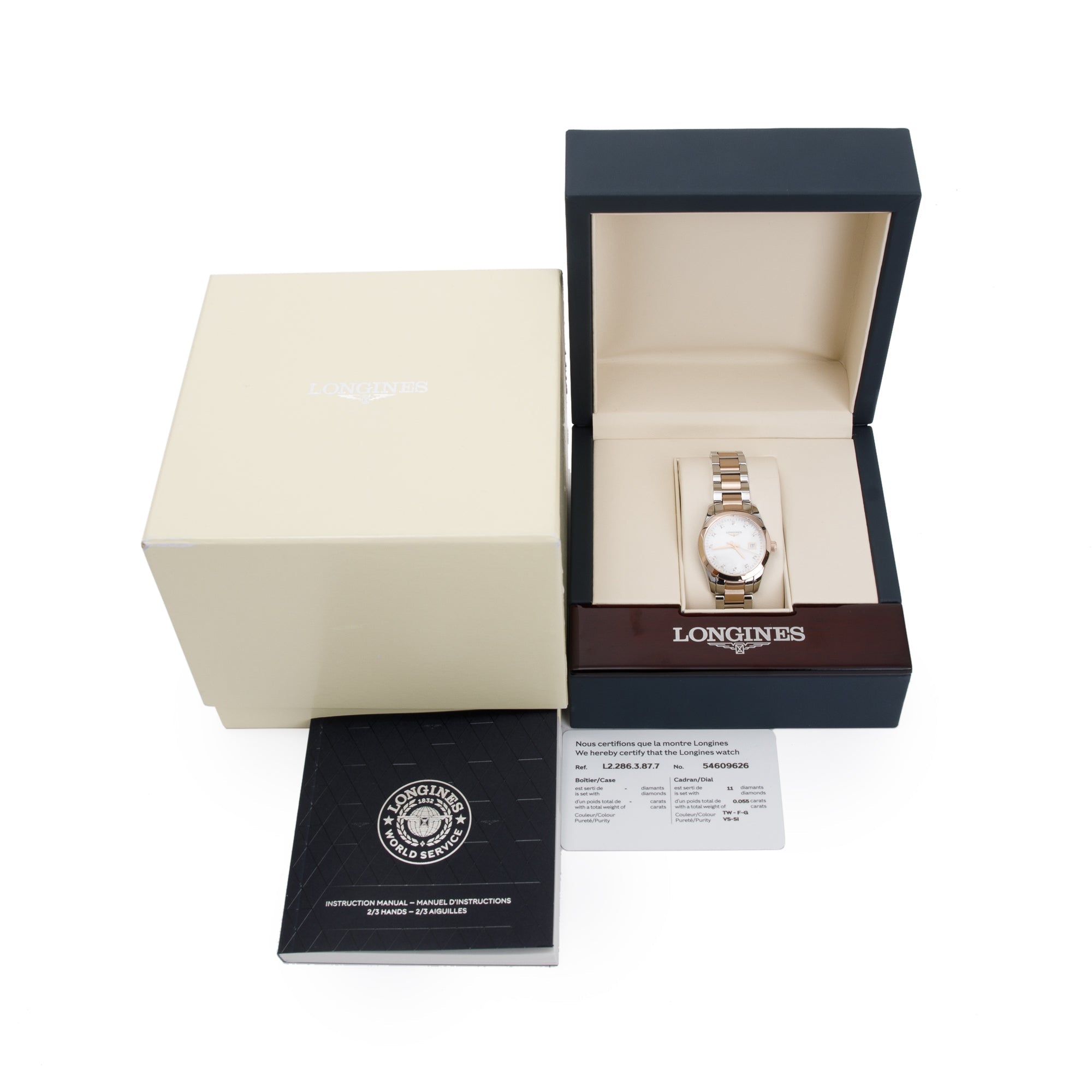 Longines Two-Tone Stainless Steel Conquest 29 MM Diamond Dial Quartz Watch w/ Box & Papers