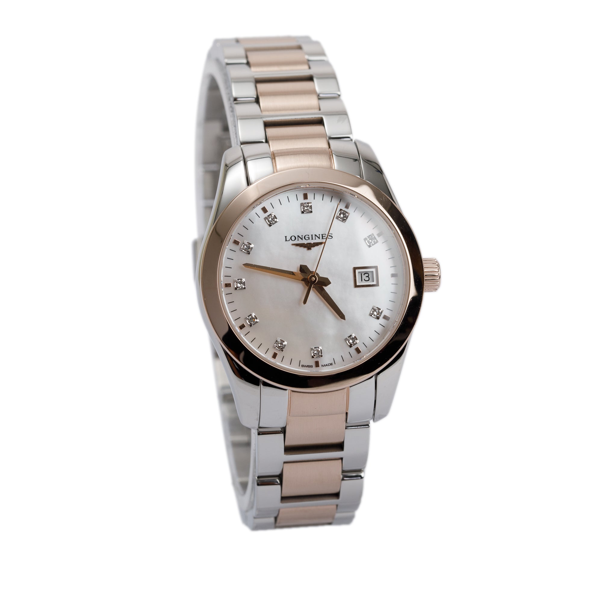 Longines Two-Tone Stainless Steel Conquest 29 MM Diamond Dial Quartz Watch w/ Box & Papers