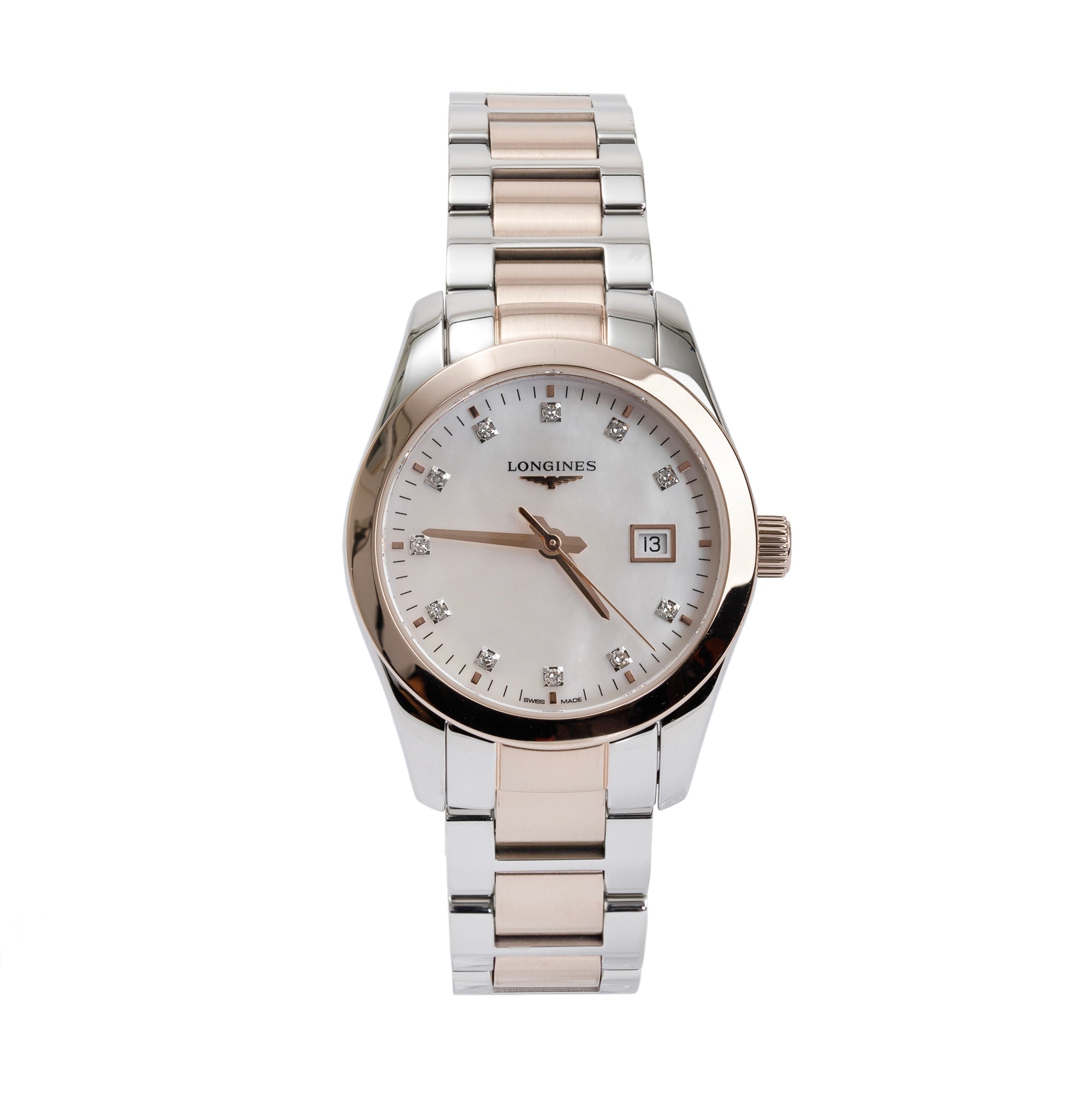 Longines Two-Tone Stainless Steel Conquest 29 MM Diamond Dial Quartz Watch w/ Box & Papers