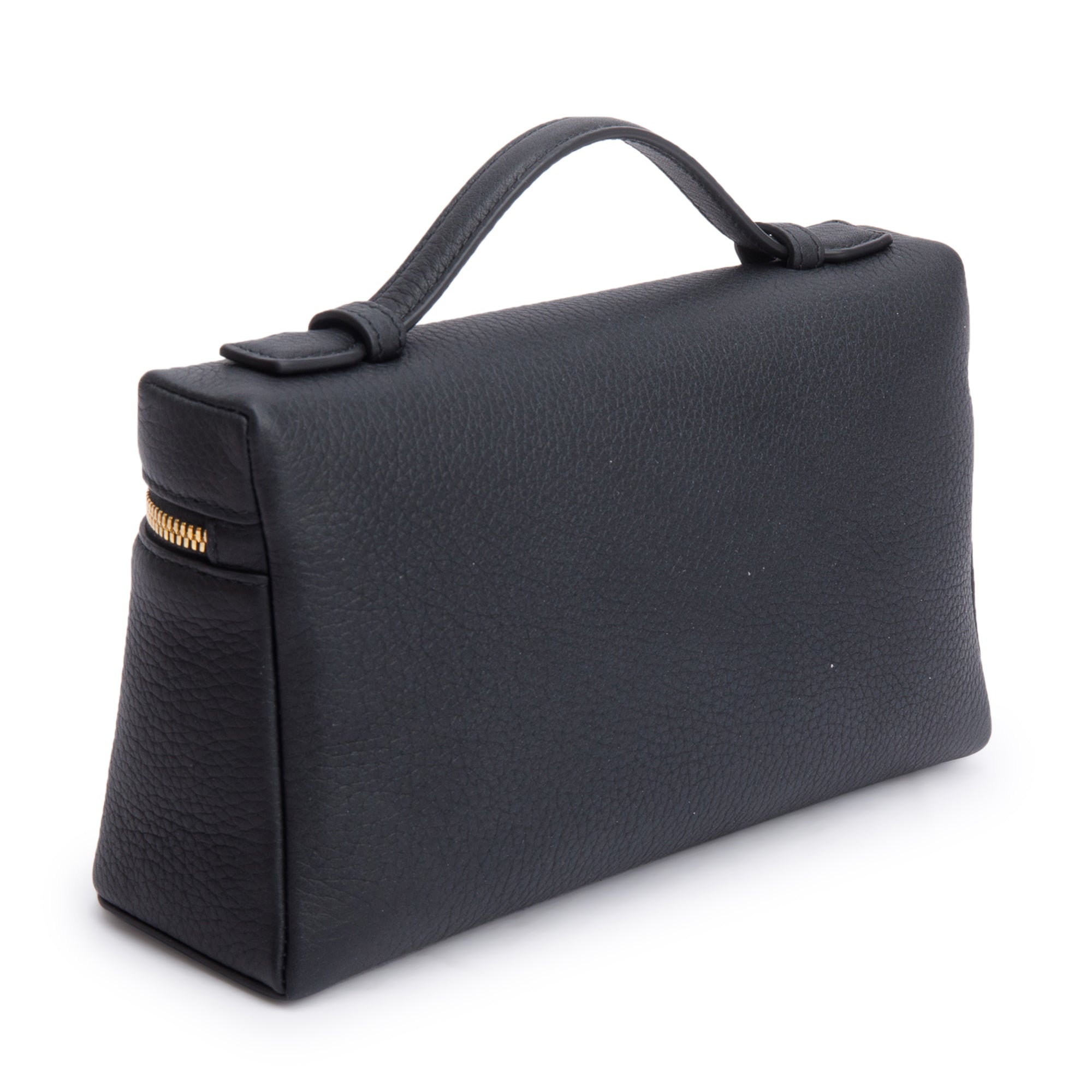 Loro Piana 2025 Black Grained Calfskin Leather Extra Pocket L19 Pouch w/ Strap, Box & Receipt