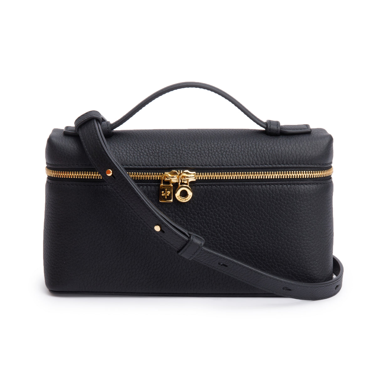 Loro Piana 2025 Black Grained Calfskin Leather Extra Pocket L19