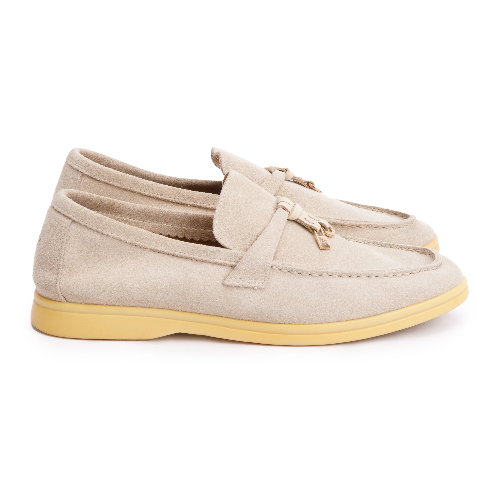 Loro Piana Taupe Suede Summer Charms Walk Loafers, Size 40