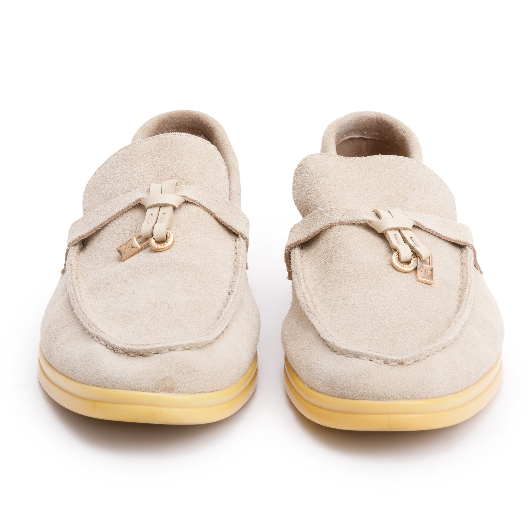 Loro Piana Taupe Suede Summer Charms Walk Loafers, Size 40