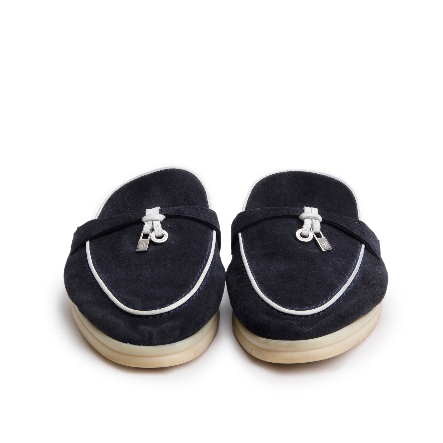 Loro Piana Black Suede Summer Charms Walk Mules, Size 37.5 w/ Box