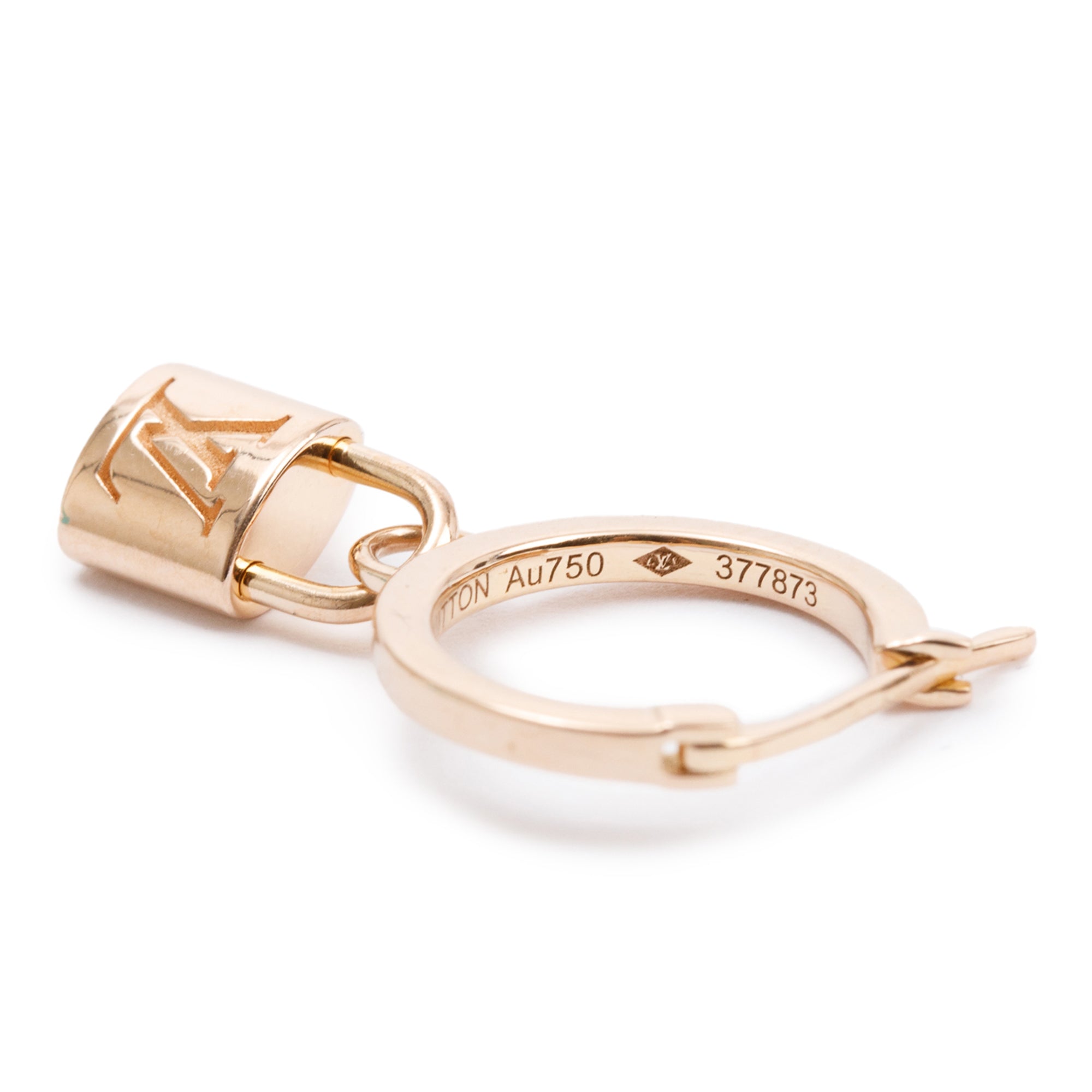 Louis Vuitton 18k Rose Gold Keyhole Lock It Earrings
