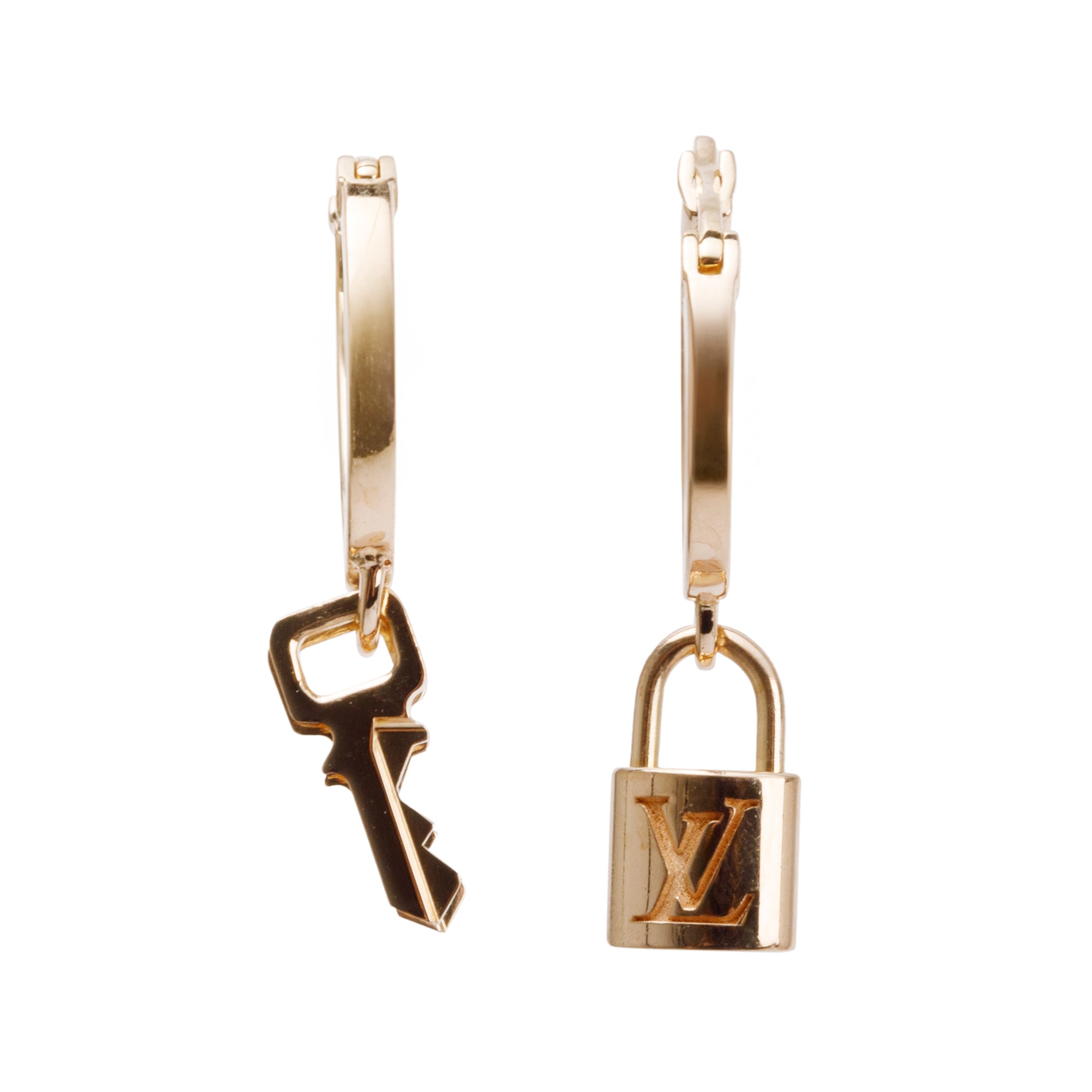 Louis Vuitton 18k Rose Gold Keyhole Lock It Earrings