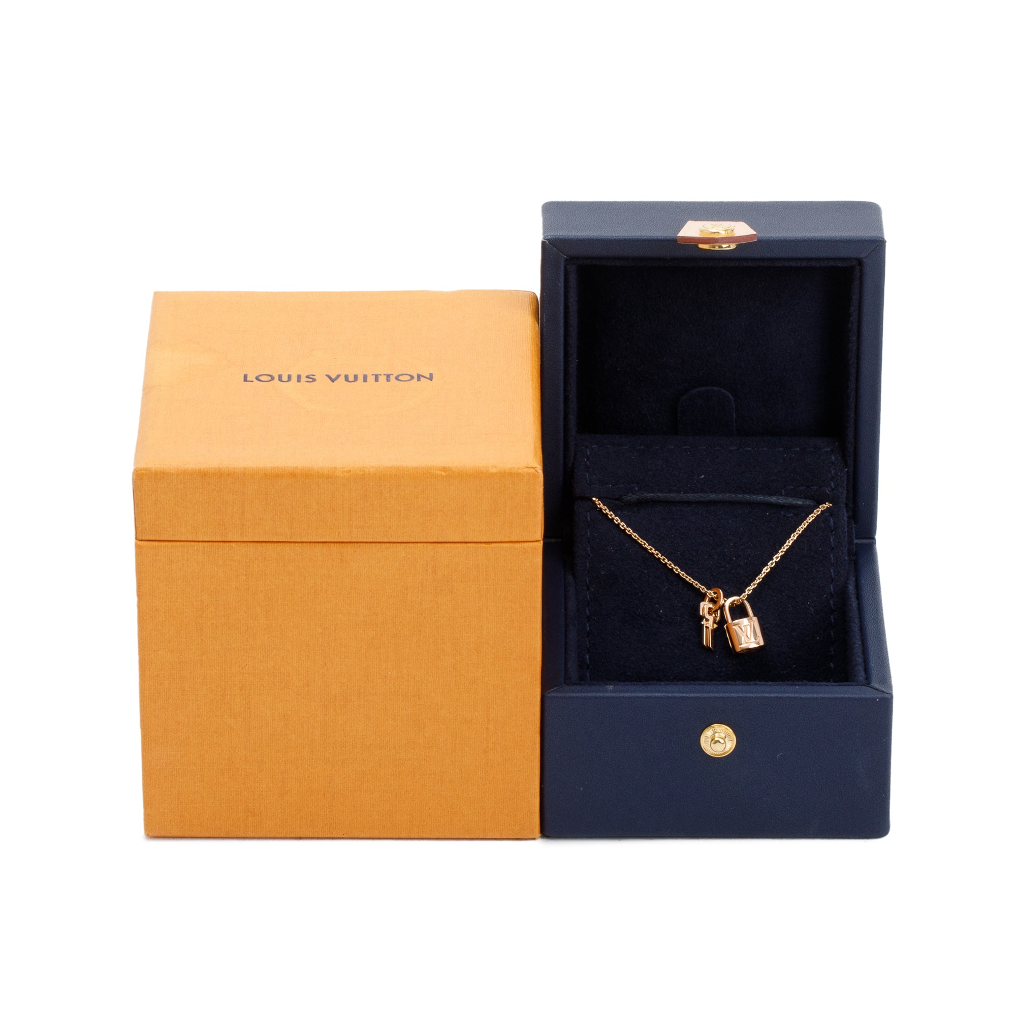 Louis Vuitton 18k Rose Gold Lockit Pendant Necklace w/ Box
