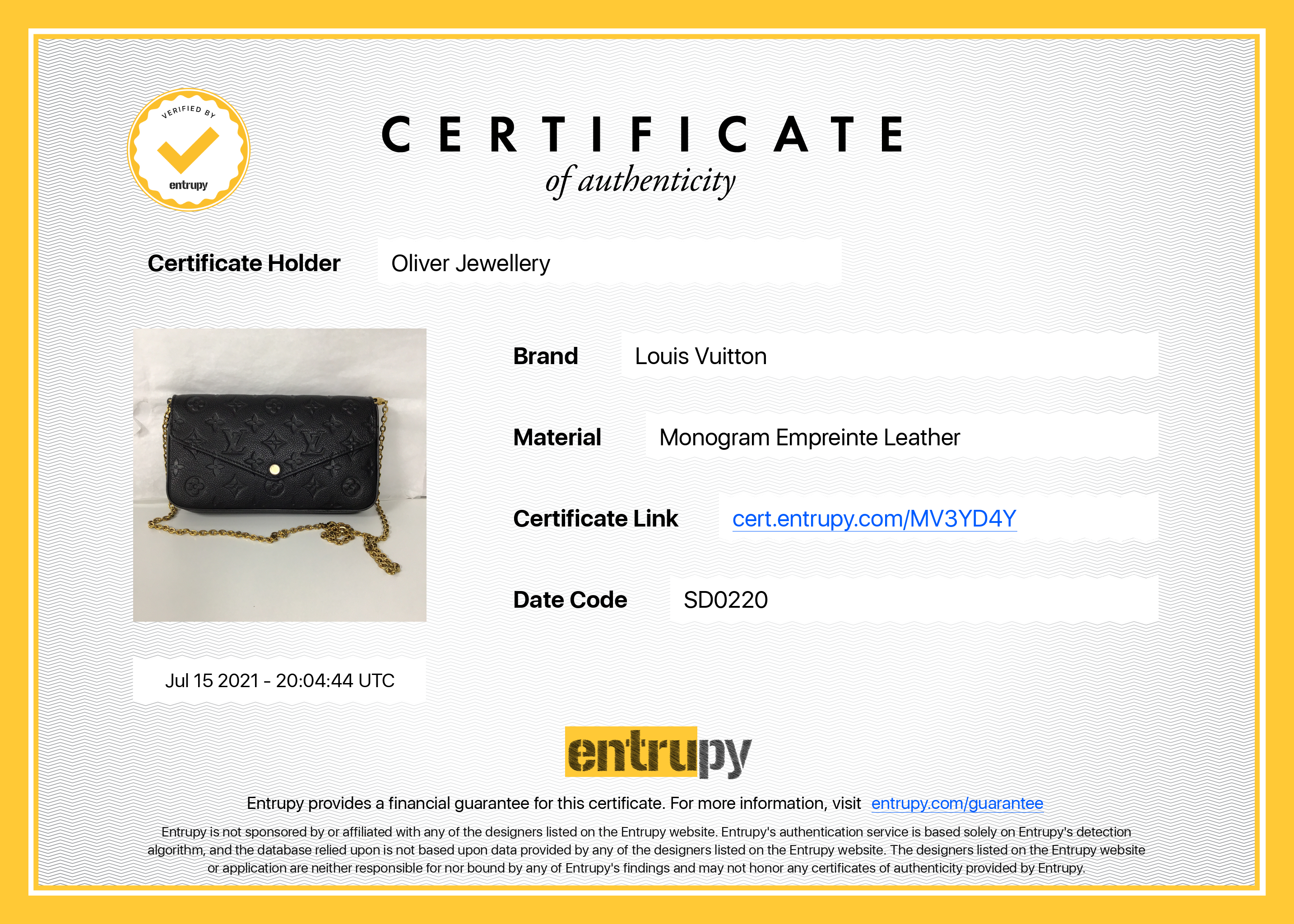 Louis Vuitton 2020 Black Monogram Empreinte Felicie Pochette Bag w/ Box