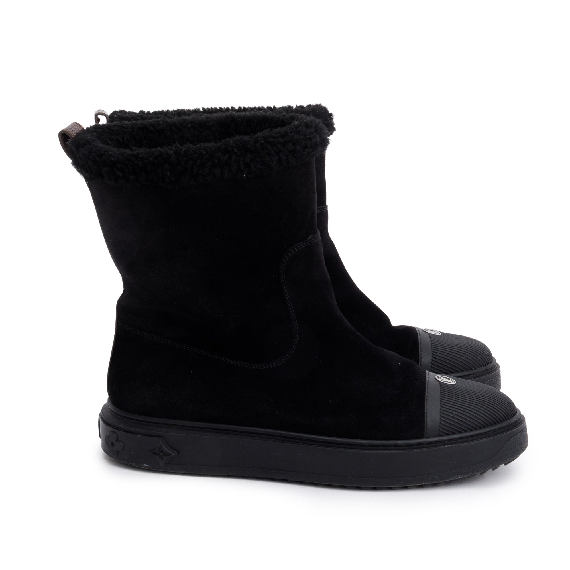 Louis Vuitton 2020 Black Suede Breezy Flat Ankle Boots, Size 40