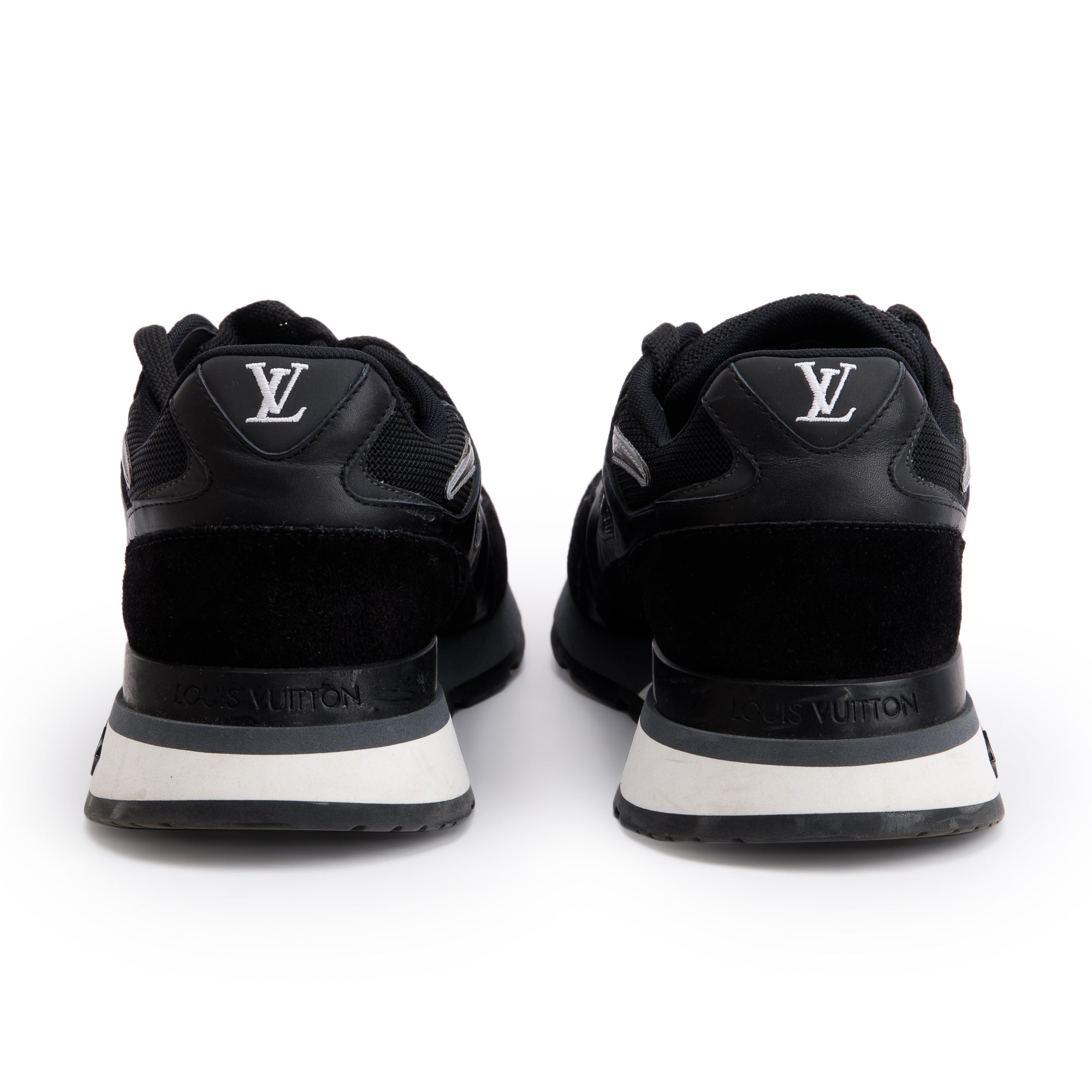 Louis Vuitton 2020 Black Suede Mesh Calfskin Run Away Sneakers, Size 7 w/ Box