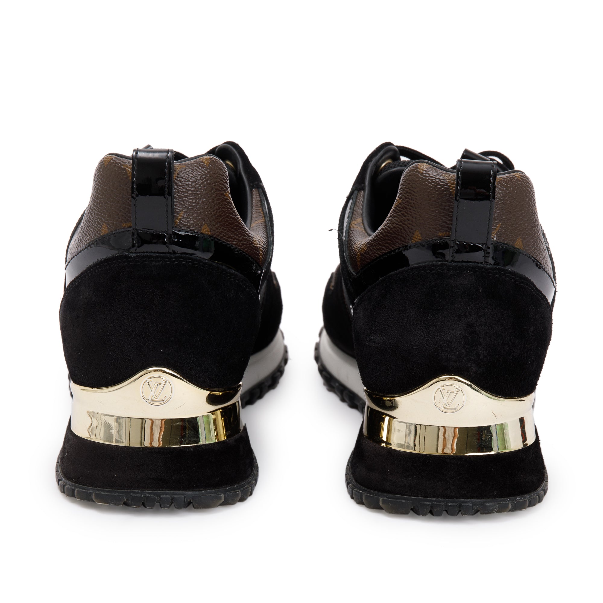Louis Vuitton 2020 Black Suede Monogram Run Away Sneakers, Size 37