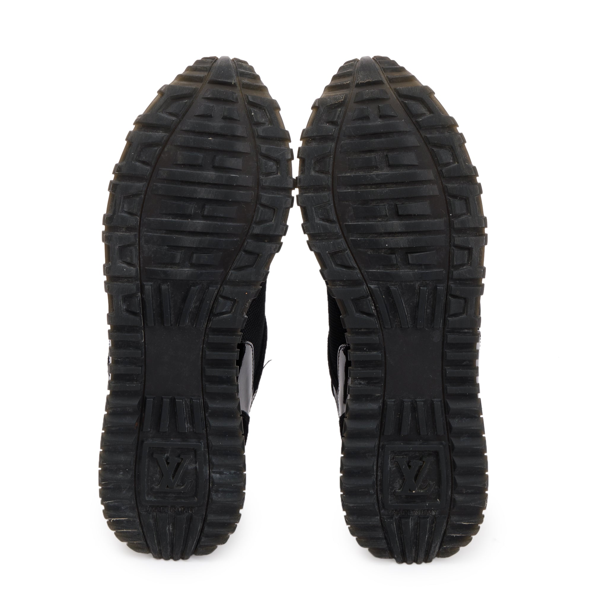 Louis Vuitton 2020 Black Suede Monogram Run Away Sneakers, Size 37