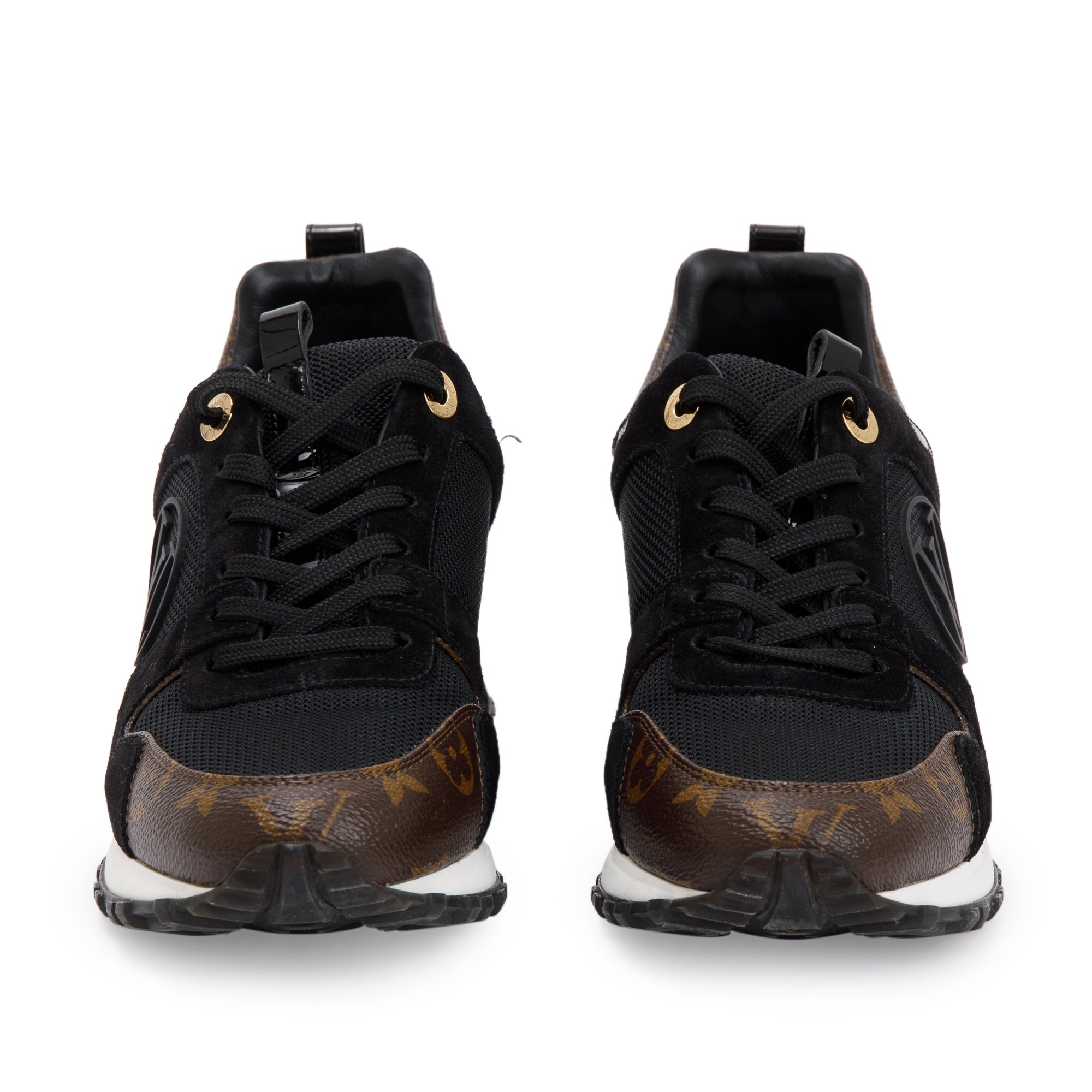 Louis Vuitton 2020 Black Suede Monogram Run Away Sneakers, Size 37