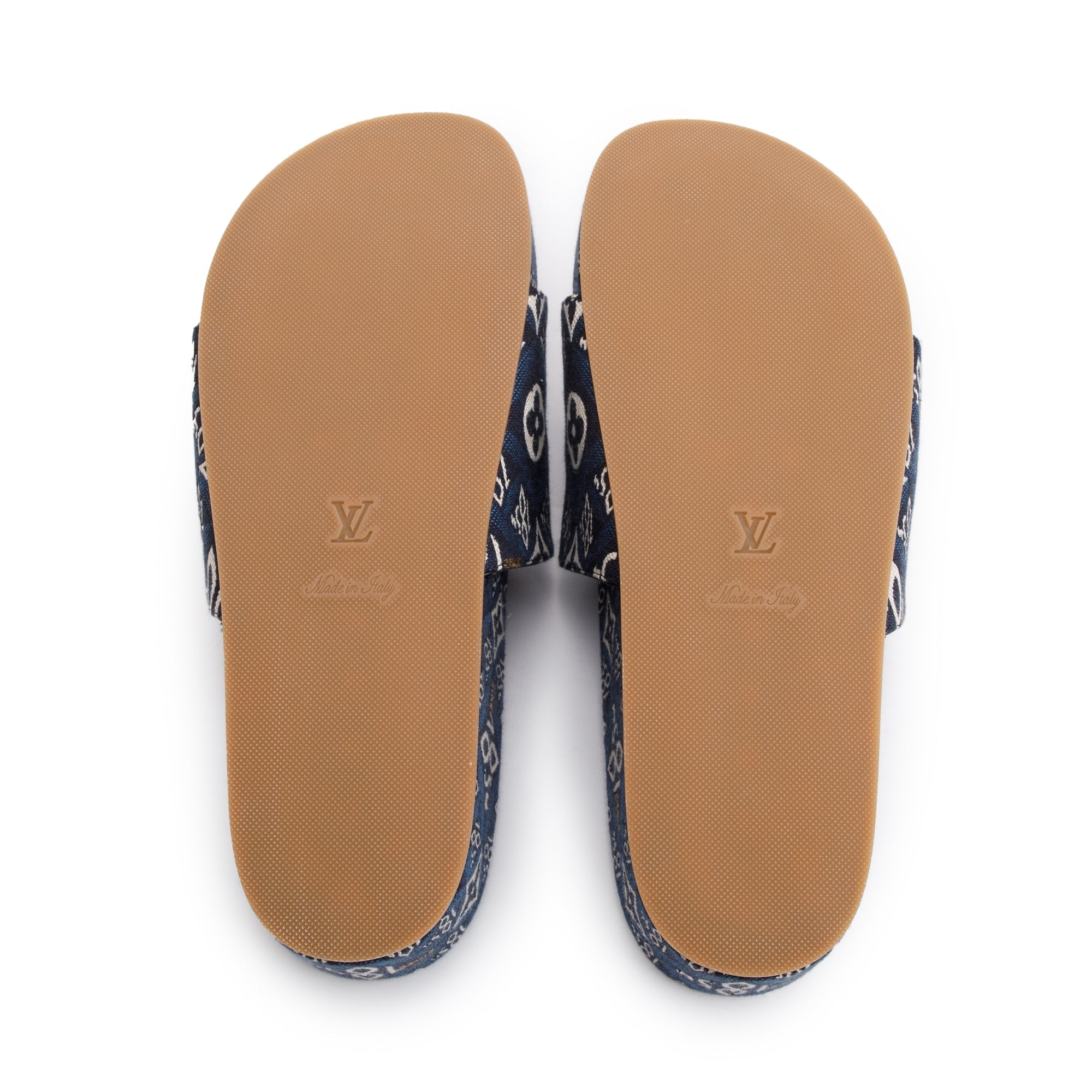 Louis Vuitton 2020 Blue Jacquard Canvas Since 1854 Jumbo Flatform Mule, Size 39 w/ Box