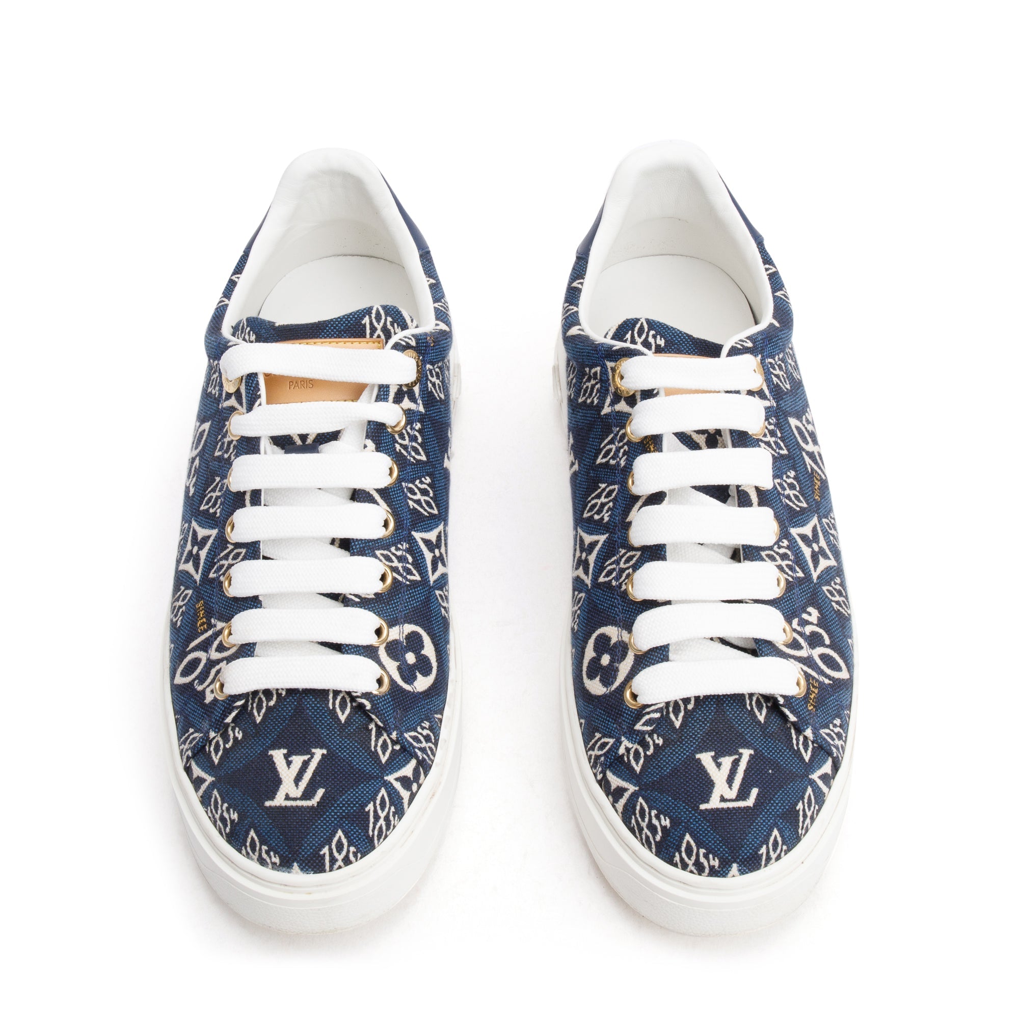 Louis Vuitton 2020 Blue Since 1984 Canvas Time Out Sneakers, Size 38.5 w/ Box