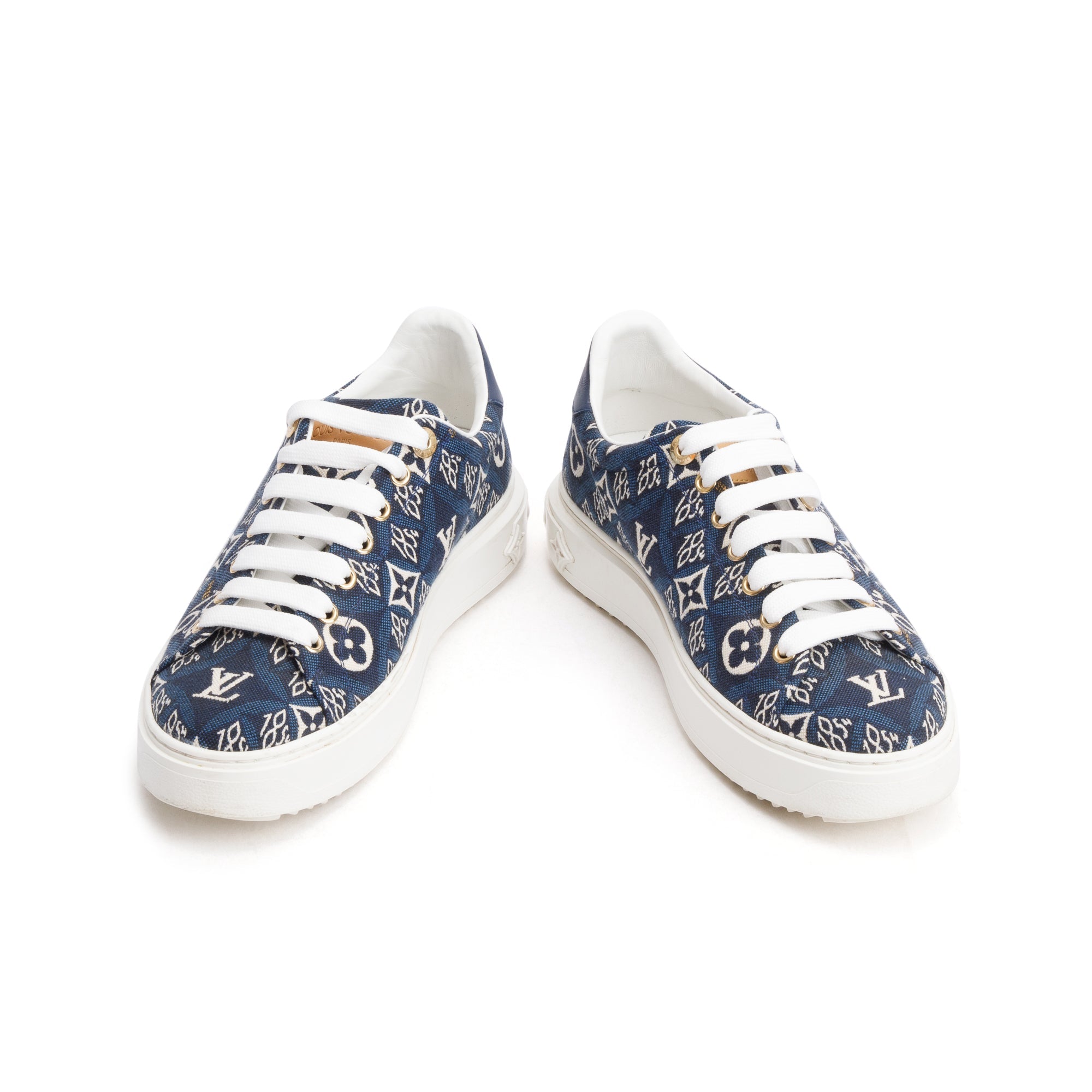 Louis Vuitton 2020 Blue Since 1984 Canvas Time Out Sneakers, Size 38.5 w/ Box