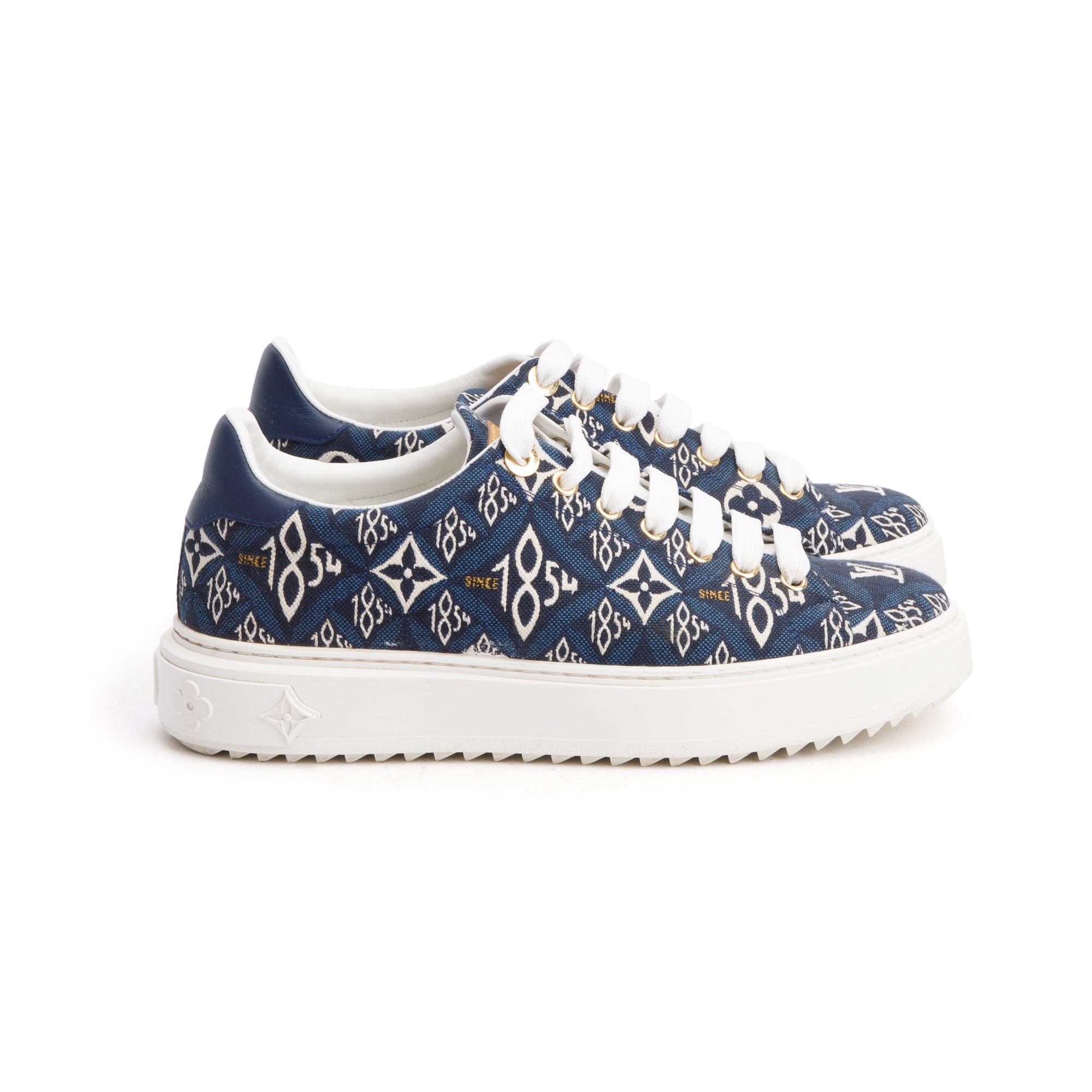 Louis Vuitton 2020 Blue Since 1984 Canvas Time Out Sneakers, Size 38.5 w/ Box