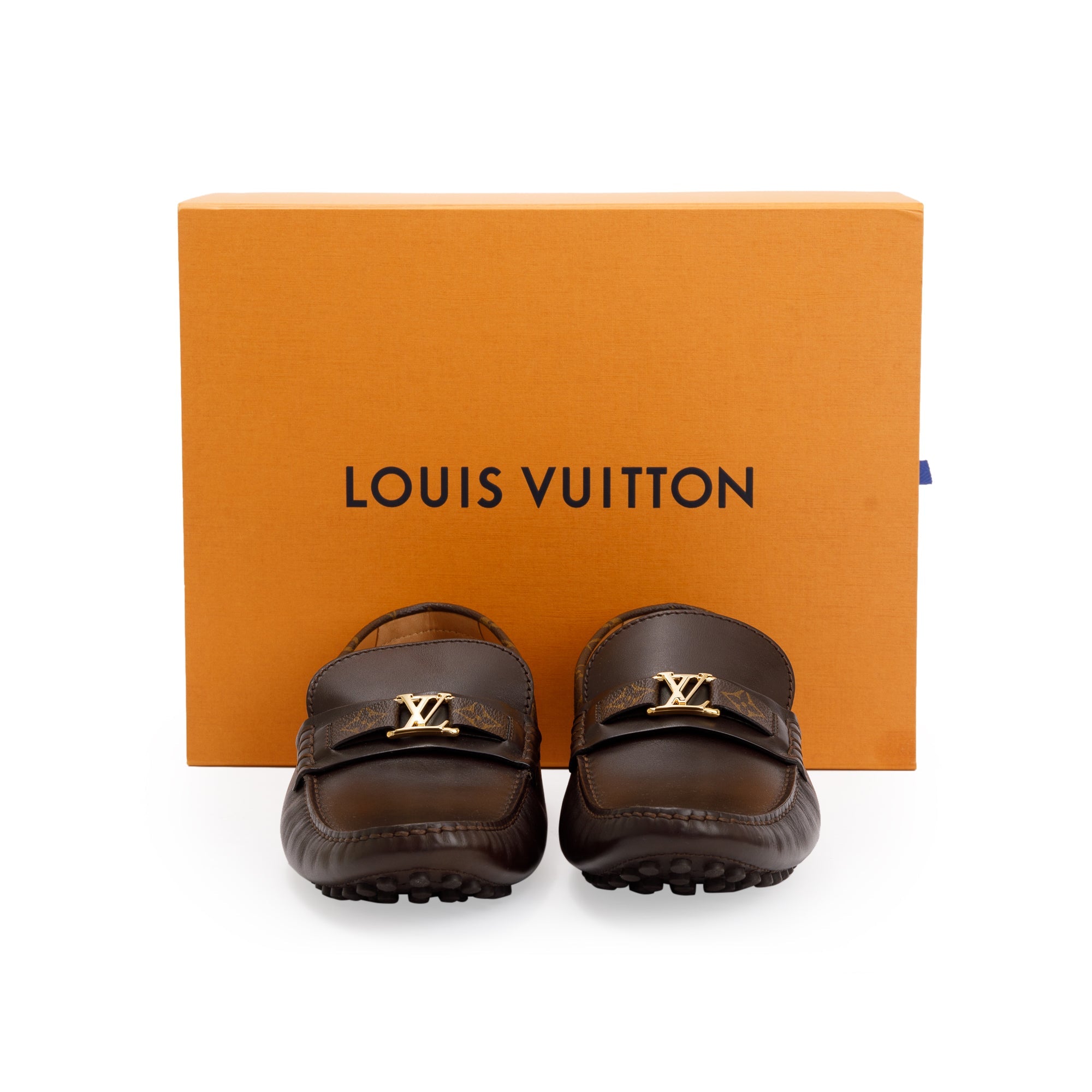 Louis Vuitton 2020 Brown Calf Leather Monte Carlo Moccasin Loafers, Size 12 w/ Box