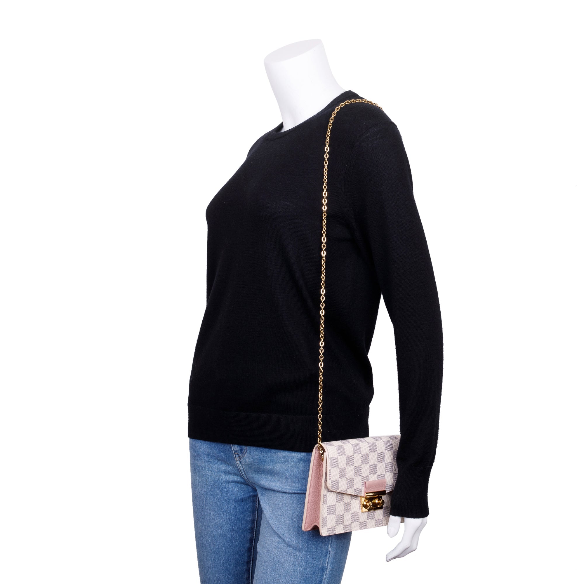 Louis Vuitton 2020 Damier Azur Croisette Chain Wallet w/ Box & Receipt