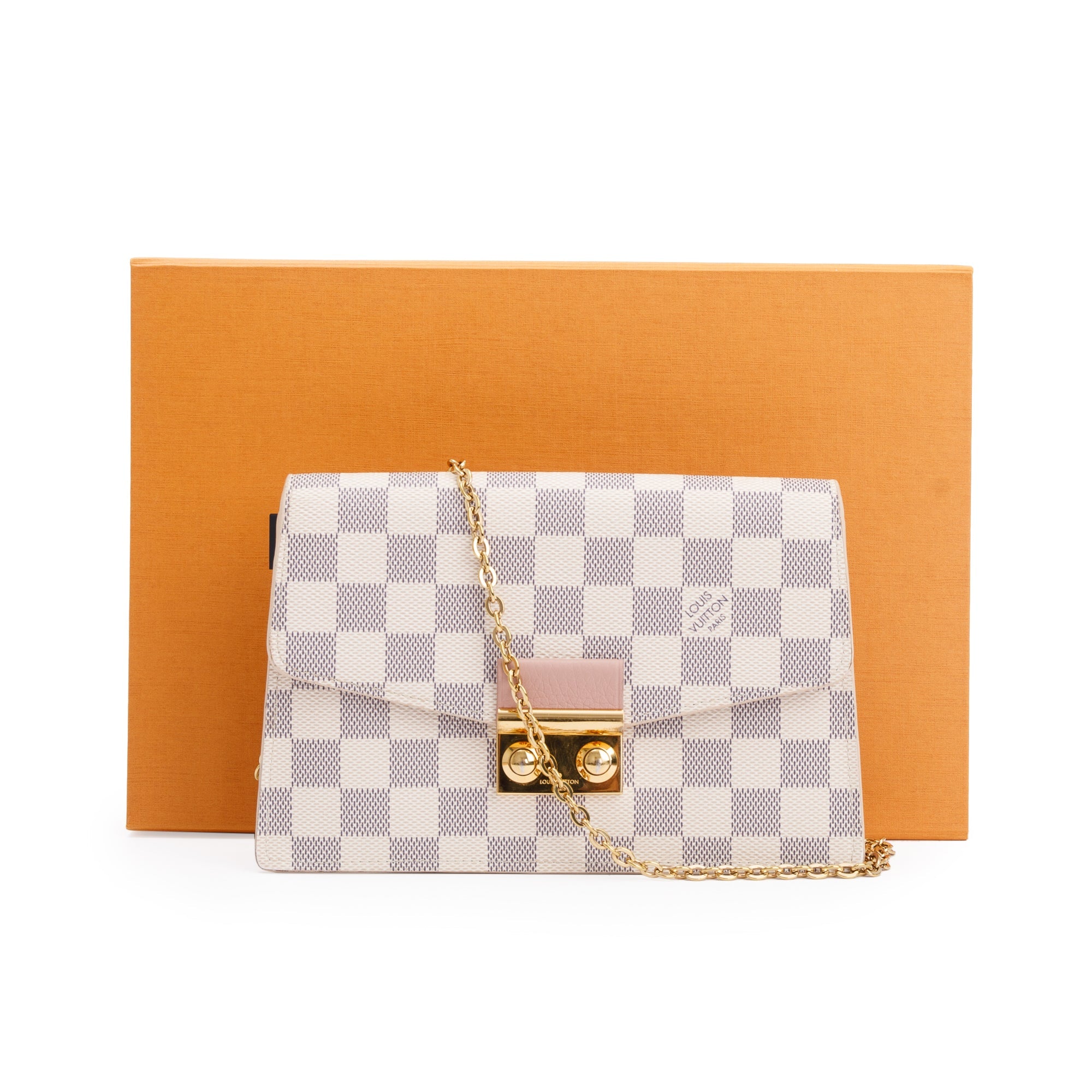 Louis Vuitton 2020 Damier Azur Croisette Chain Wallet w/ Box & Receipt