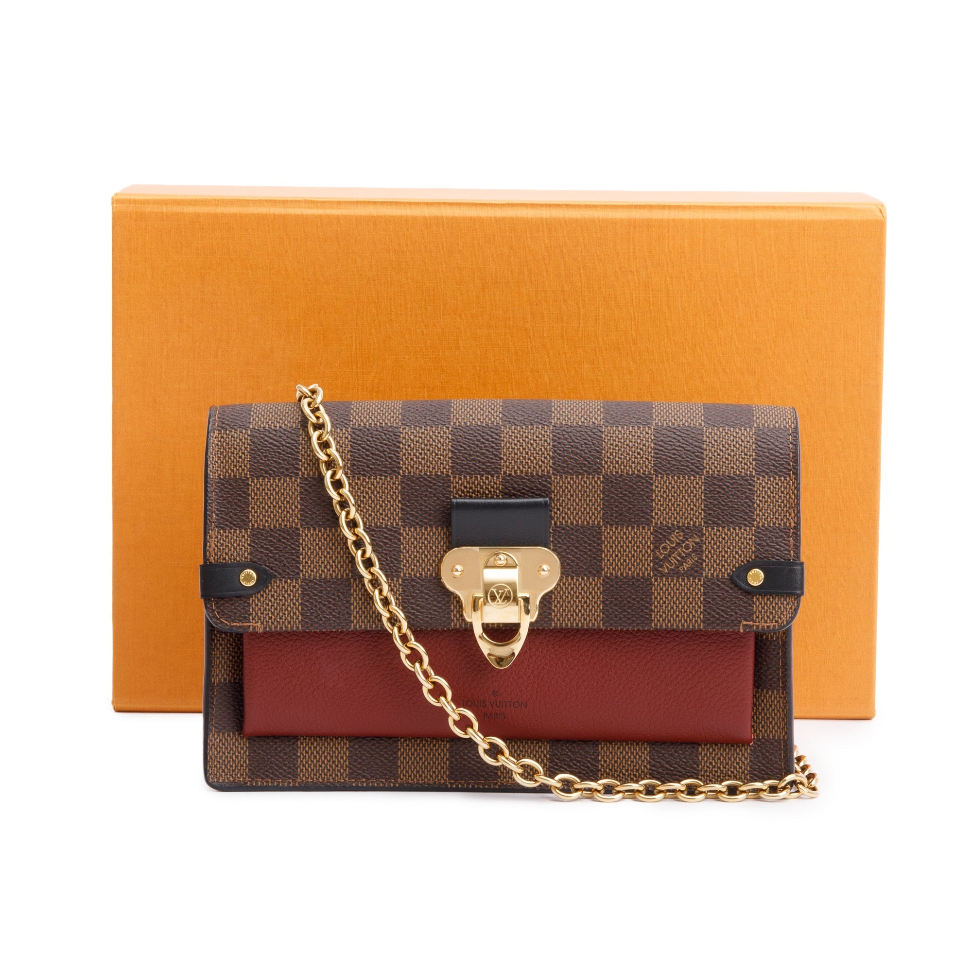 Louis Vuitton 2020 Damier Ebene Vavin Chain Wallet w/ Box