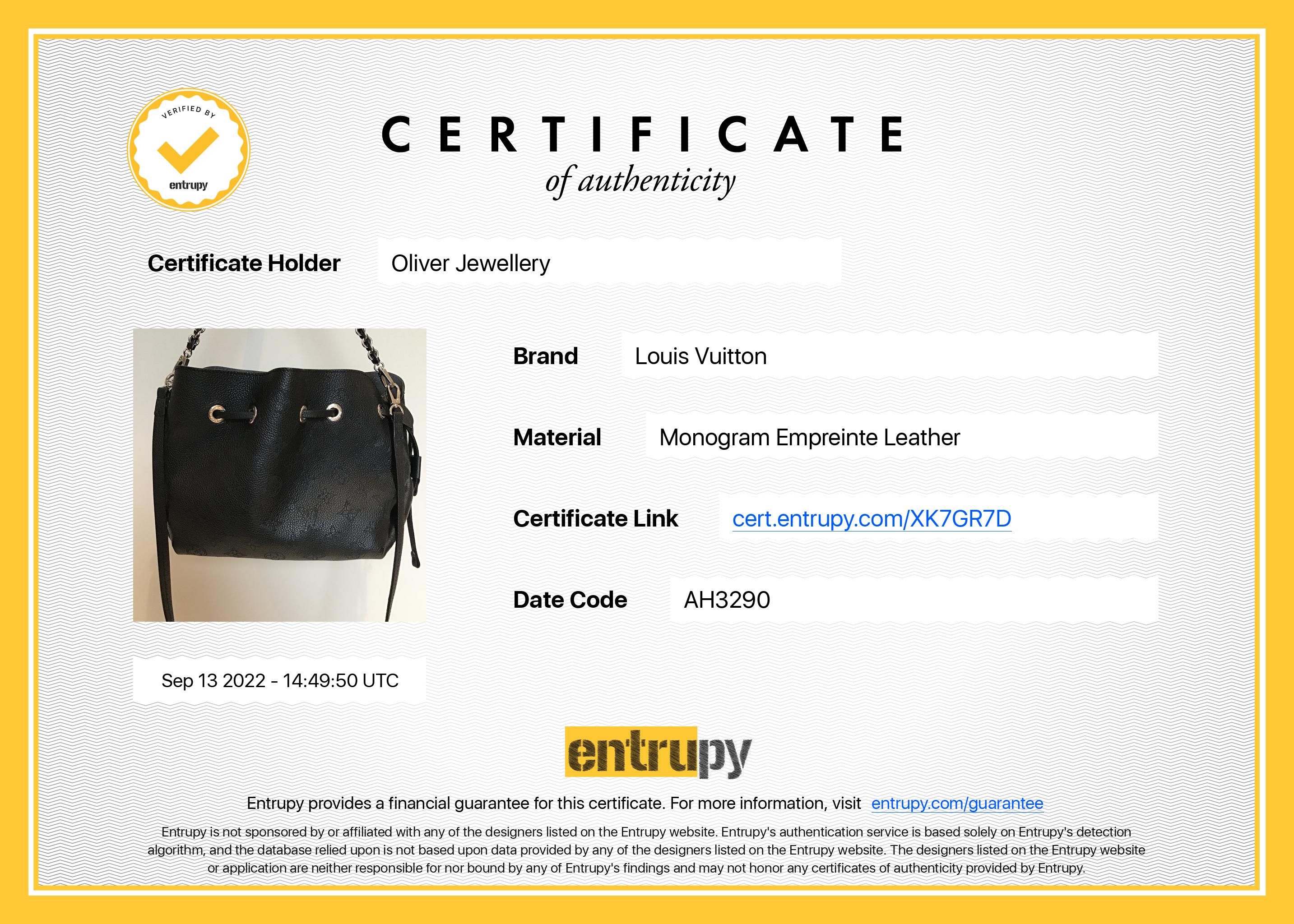 Louis Vuitton 2020 Mahina Leather Bella Bucket Bag w/ Box & Pouch