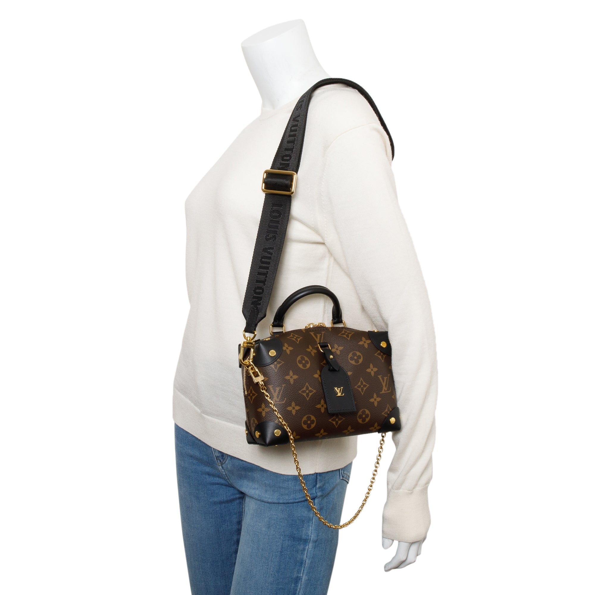 Louis Vuitton 2020 Monogram Black Calfskin Petite Malle Souple Bag w/ Straps