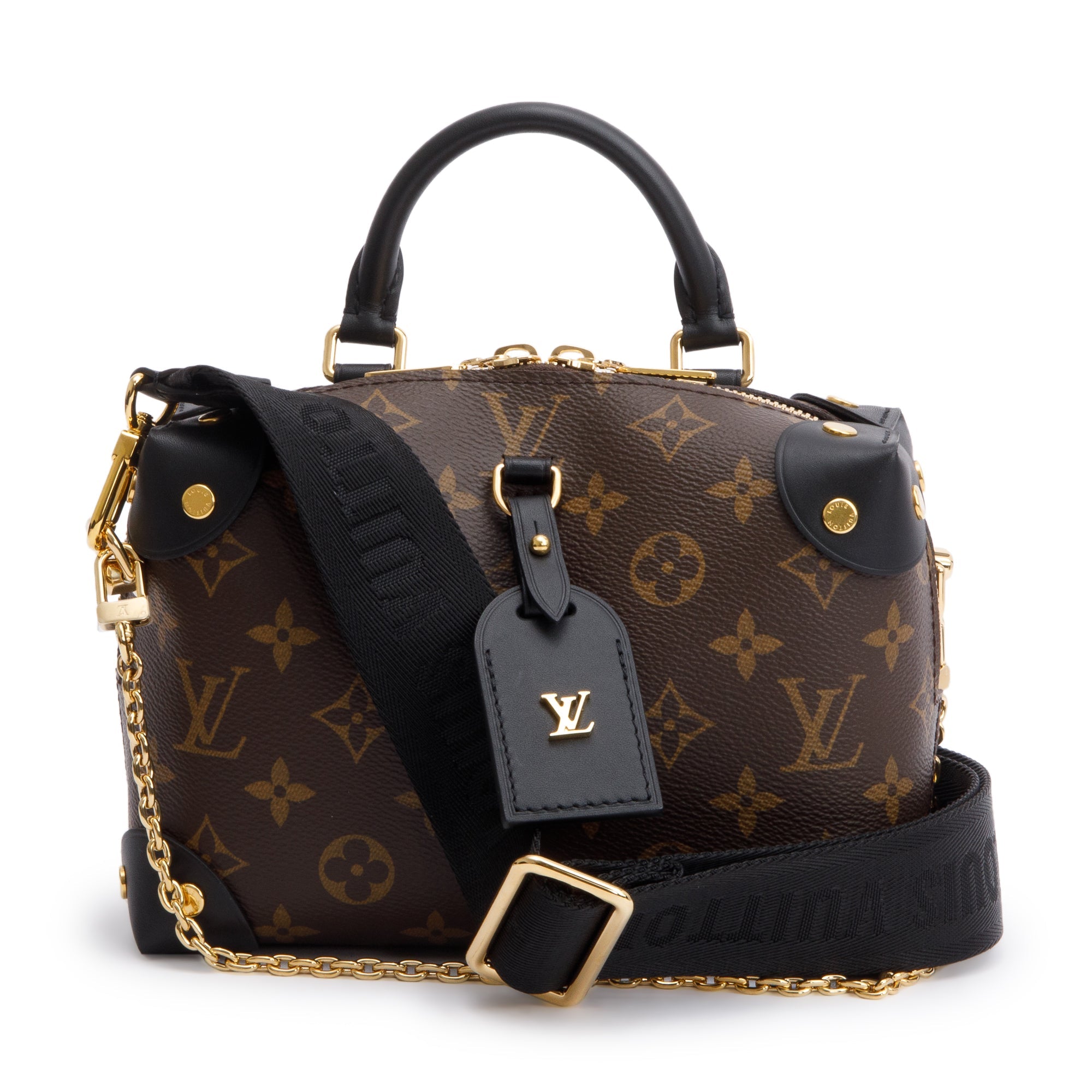 Louis Vuitton 2020 Monogram Black Calfskin Petite Malle Souple Bag w/ Straps