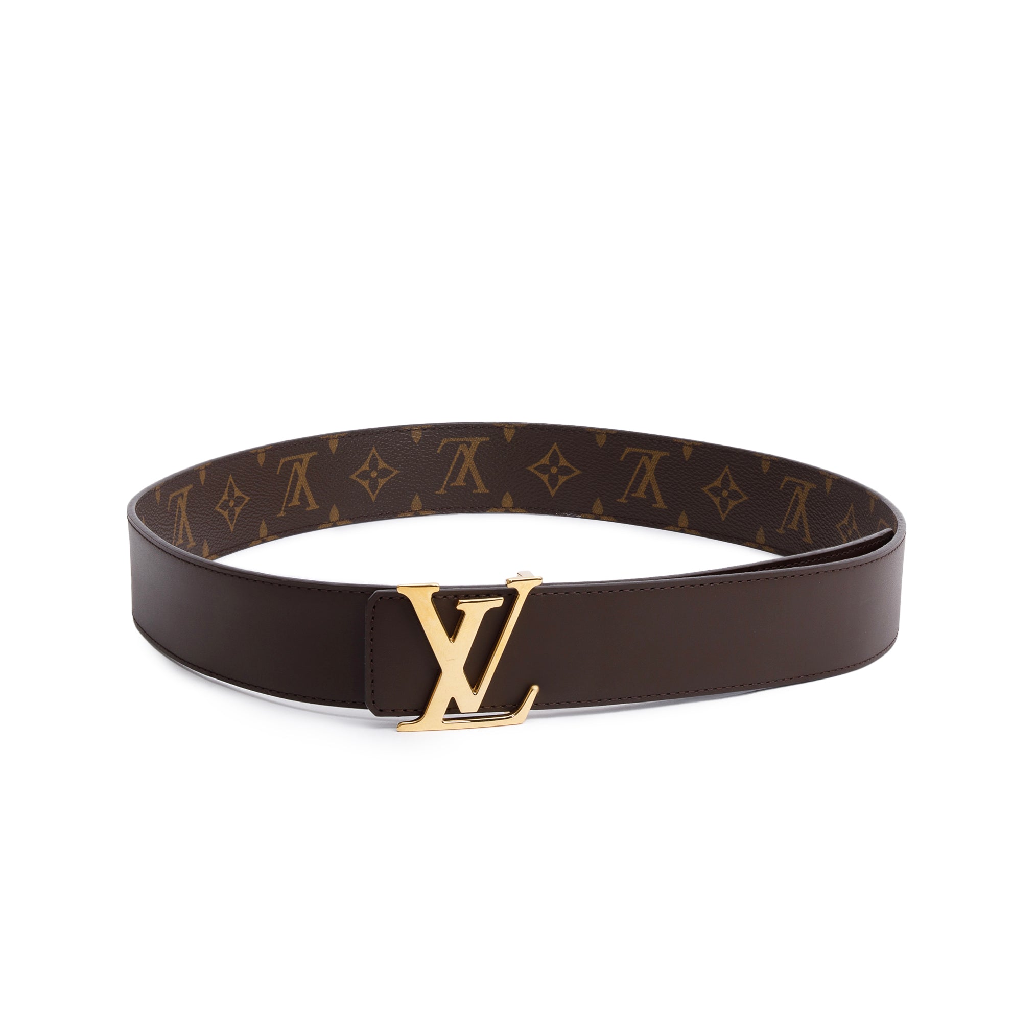 Louis Vuitton 2020 Monogram Canvas & Brown Leather LV Initiales 40 MM Reversible Belt, Size 95 38 w/ Box & Receipt