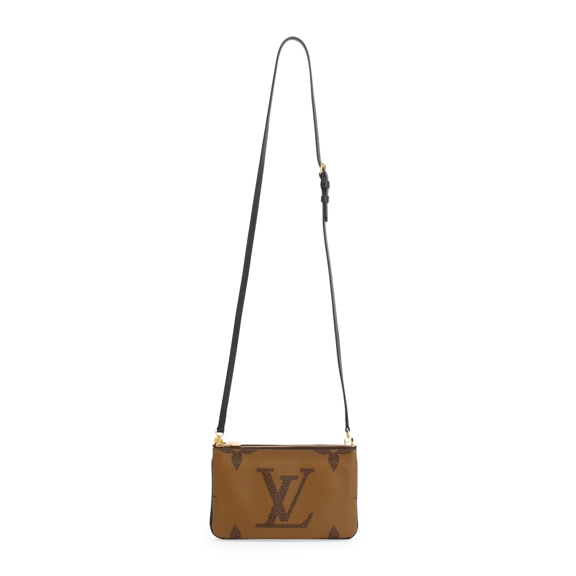 Louis Vuitton 2020 Monogram Giant Reverse & Monogram Double Zip Pochette w/ Strap & Box