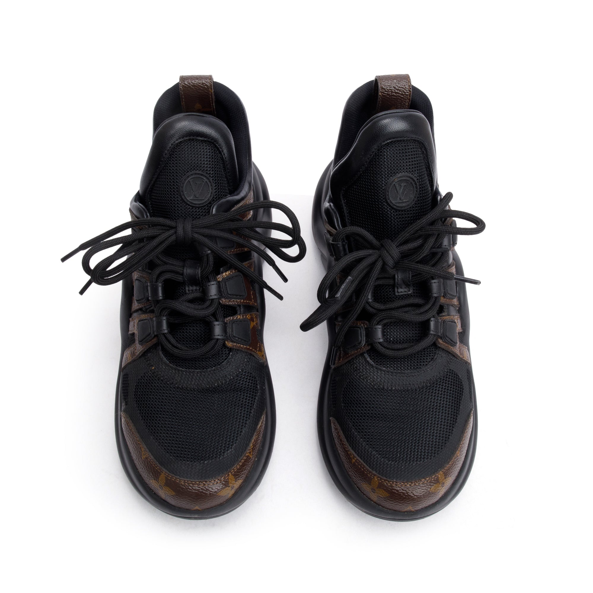 Louis Vuitton 2020 Monogram Trim Black LV Archlight Sneakers, Size 39