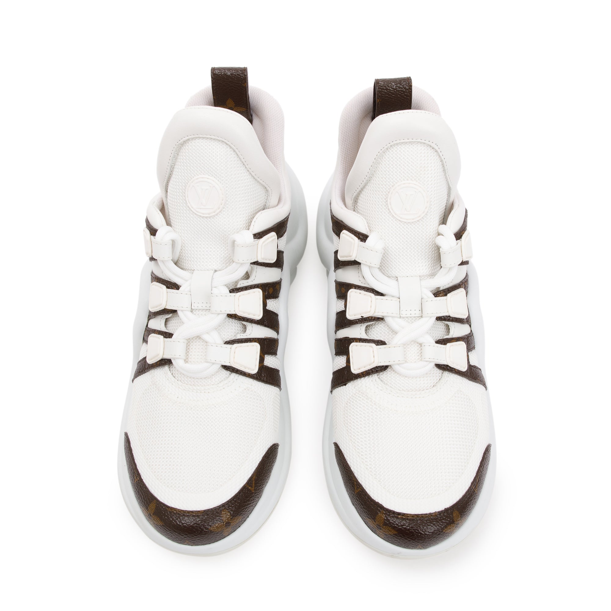 Louis Vuitton 2020 Monogram Trim White LV Archlight Sneakers, Size 38